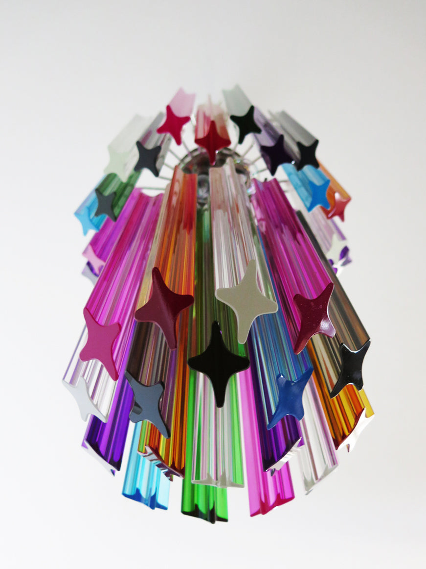 Murano Lysekrone – 46 Multifargede Prismeglass – detalj 2 – Murano Classics