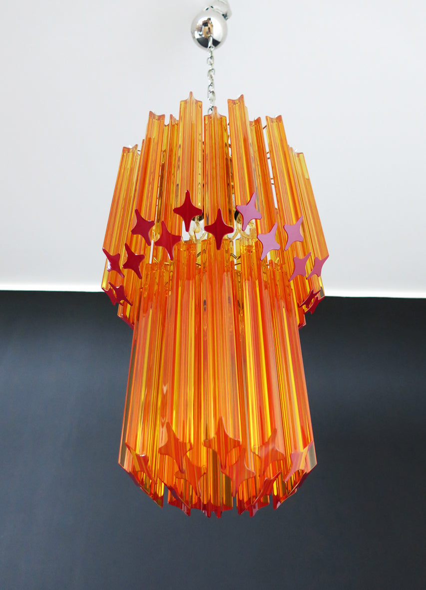 Murano Lysekrone – 46 Gule Prismeglass – detalj 2 – Murano Classics
