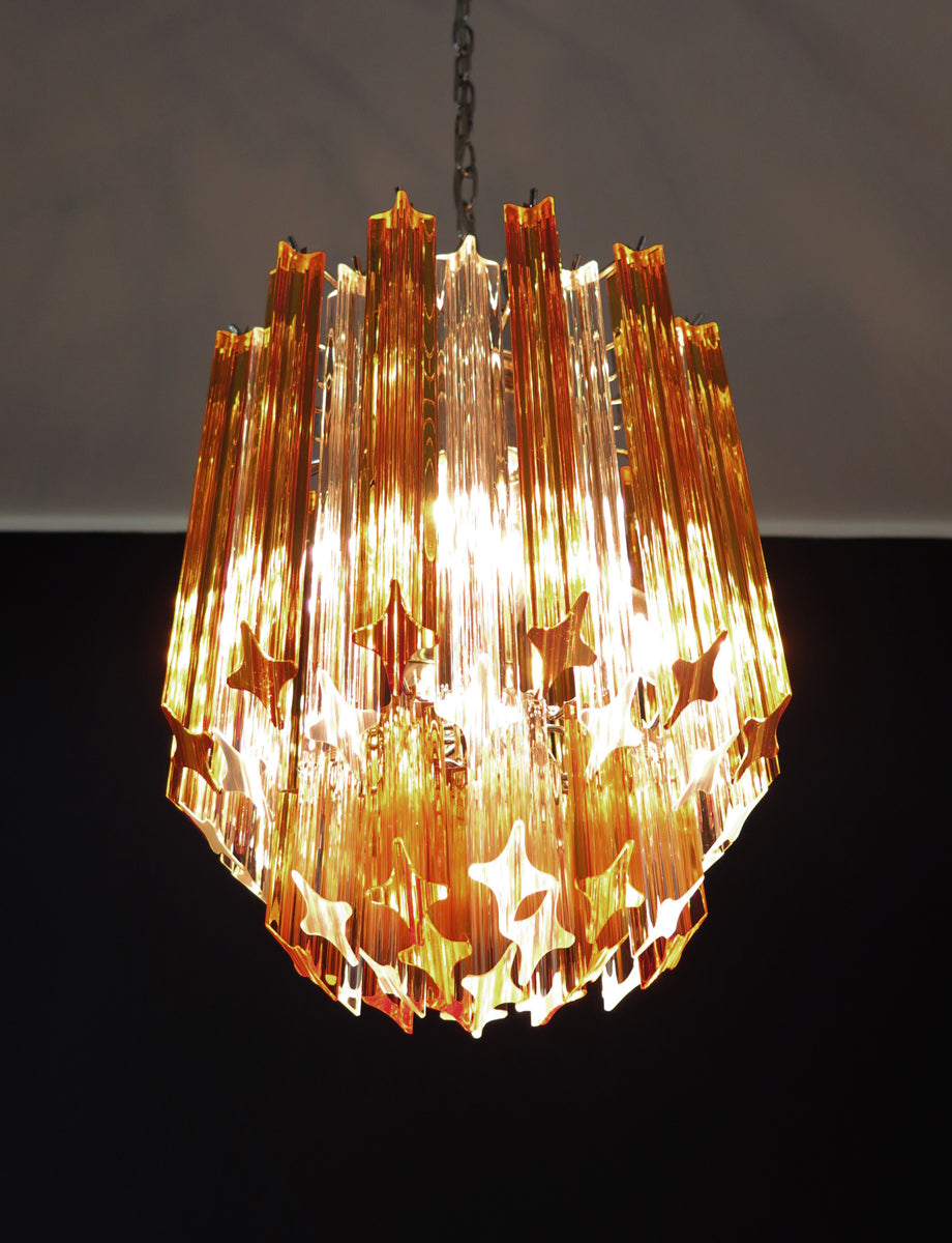 Murano Lysekrone – 47 Klare og Gule Prismeglass – detalj 5 – Murano Classics
