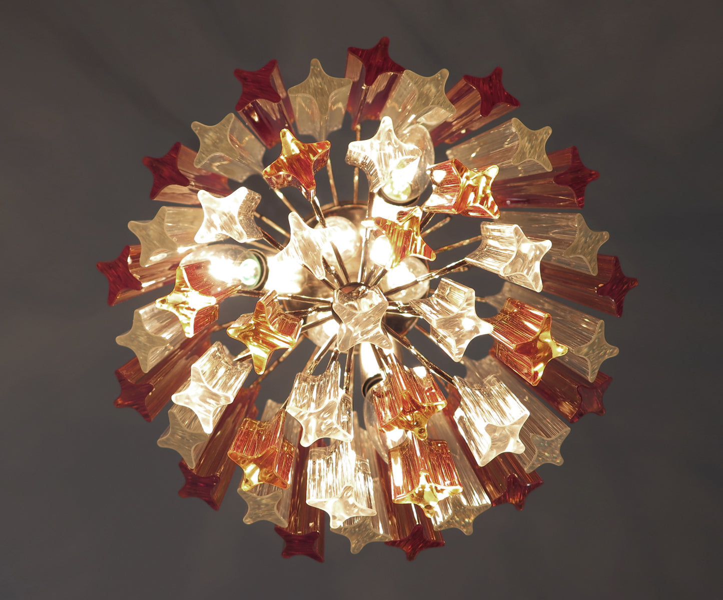 Murano Lysekrone – 47 Klare og Gule Prismeglass – detalj 1 – Murano Classics