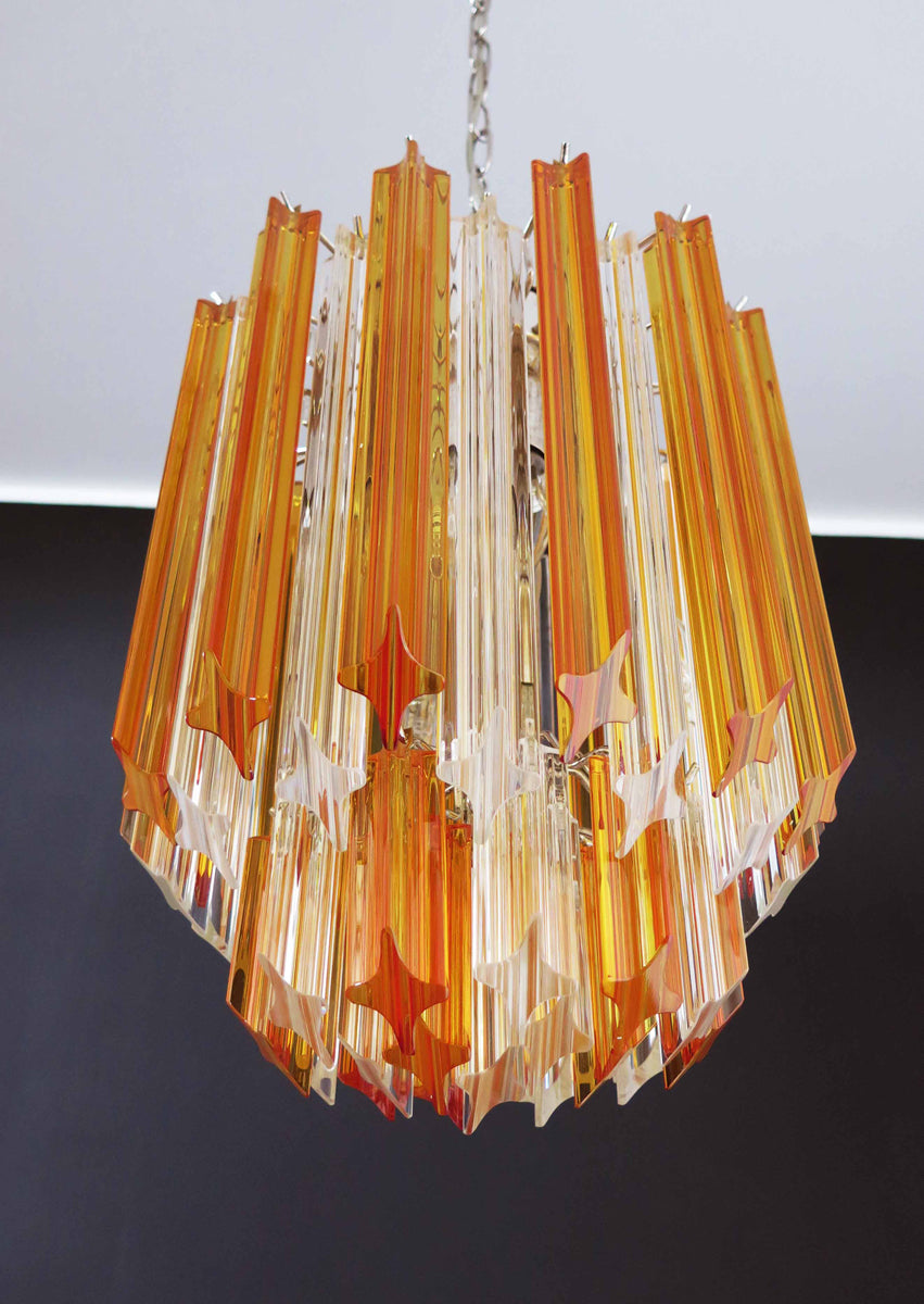 Murano Lysekrone – 47 Klare og Gule Prismeglass – detalj 3 – Murano Classics