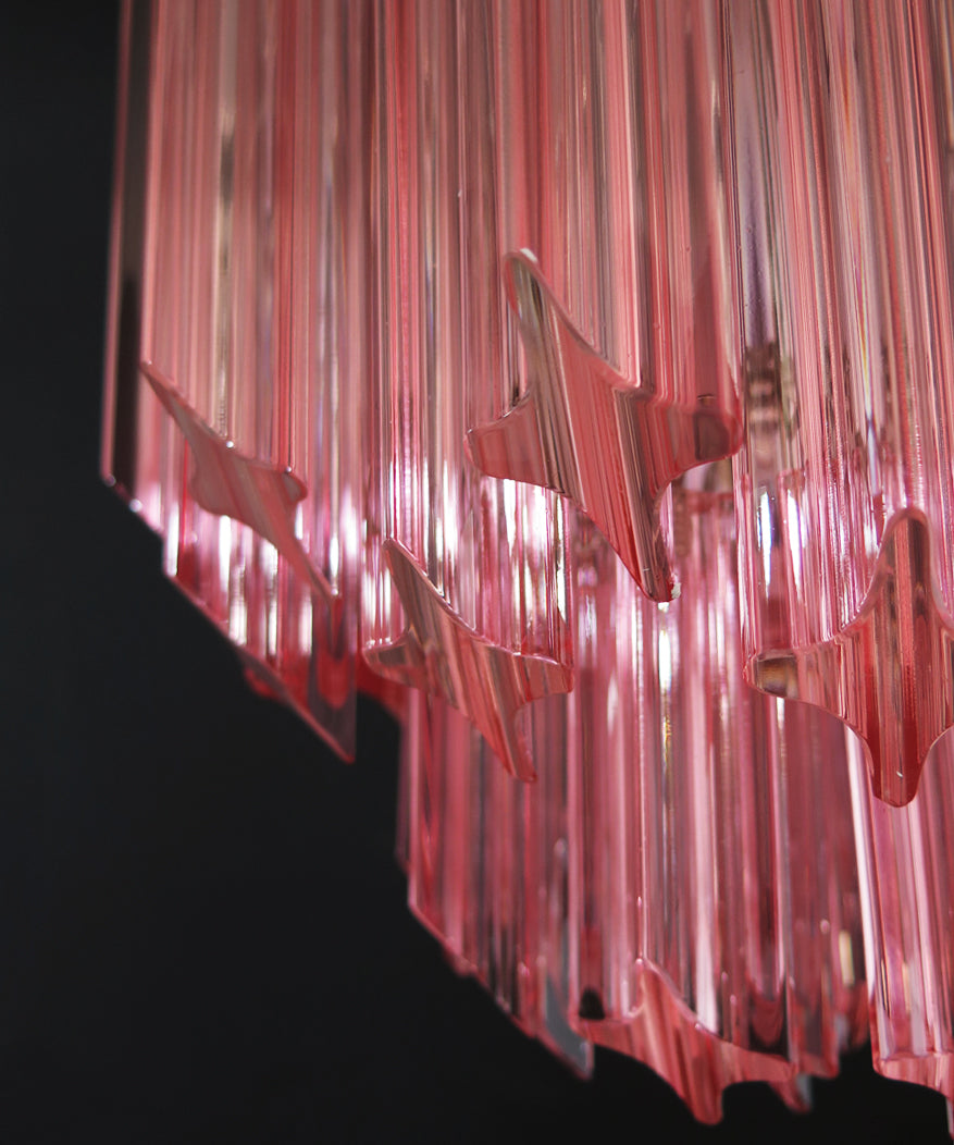 Murano Lysekrone – 47 Rosa Prismeglass – detalj 2 – Murano Classics