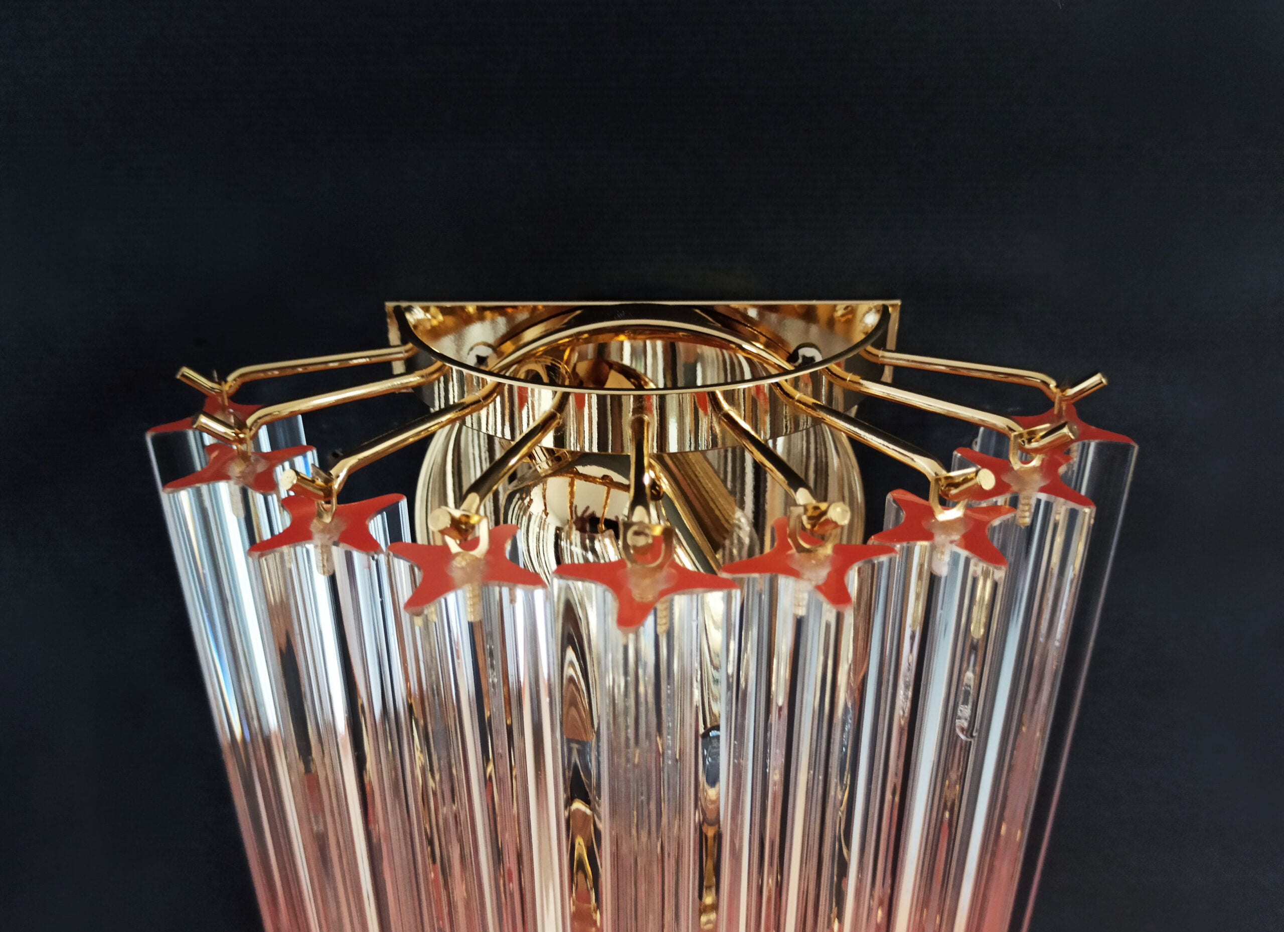 Murano Vegglampe – 32 Klare Rosa Prismeglass – 2 stk – detalj 4 – Murano Classics