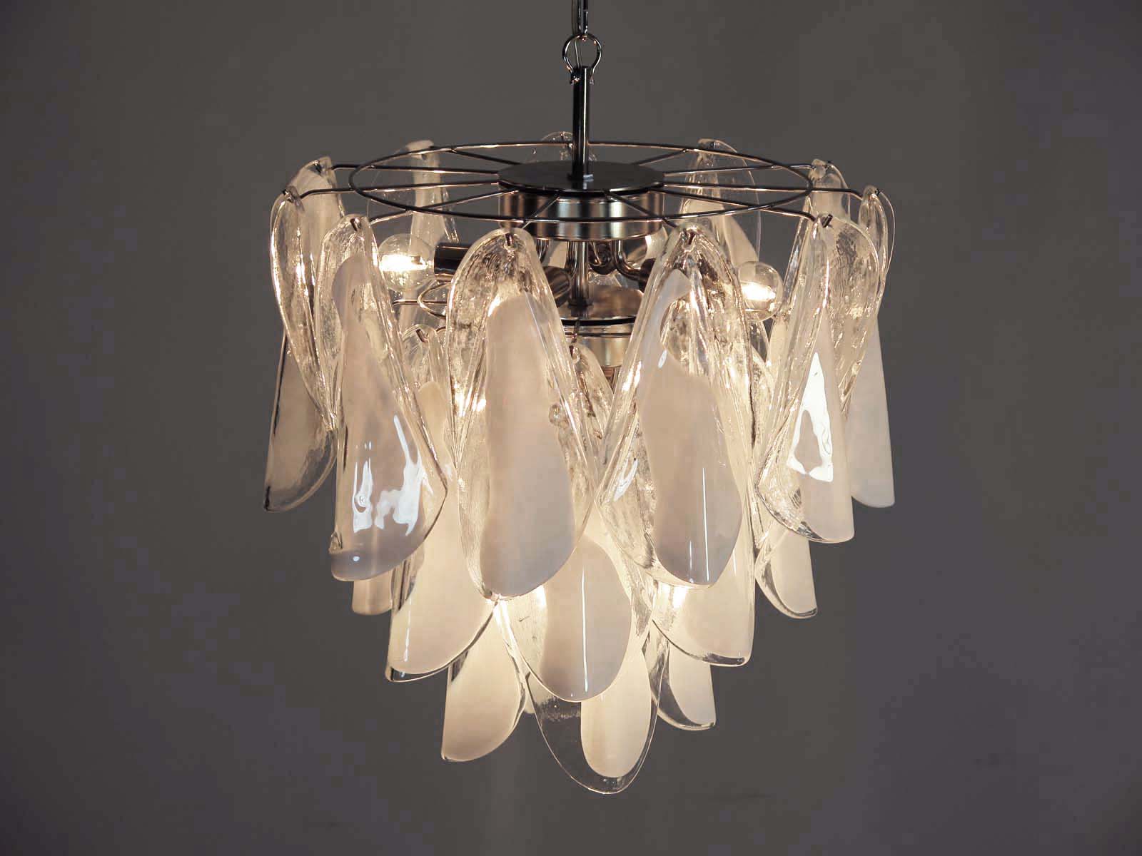 Murano Lysekrone | 24 Hvite Rondiniglass