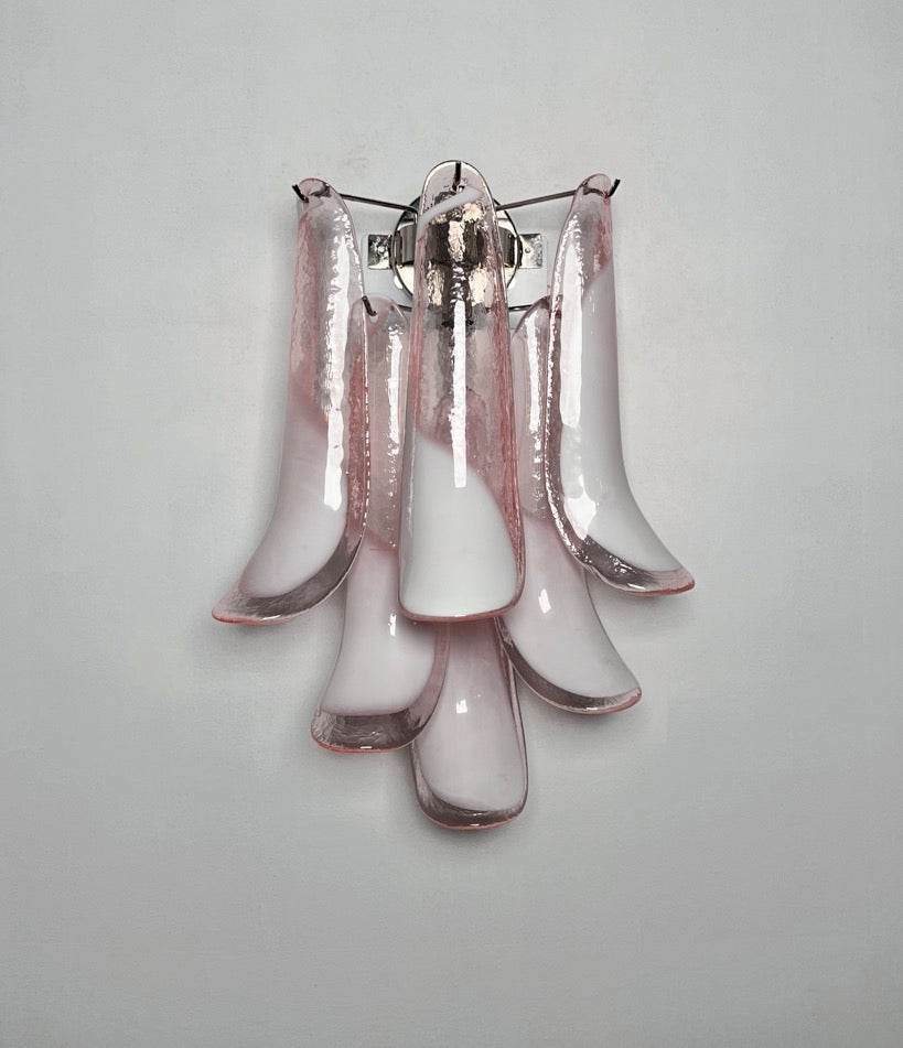 Murano Vegglampe – 6 Rosa Lattimo Konglebladglass – 2 stk – detalj 11 – Murano Classics