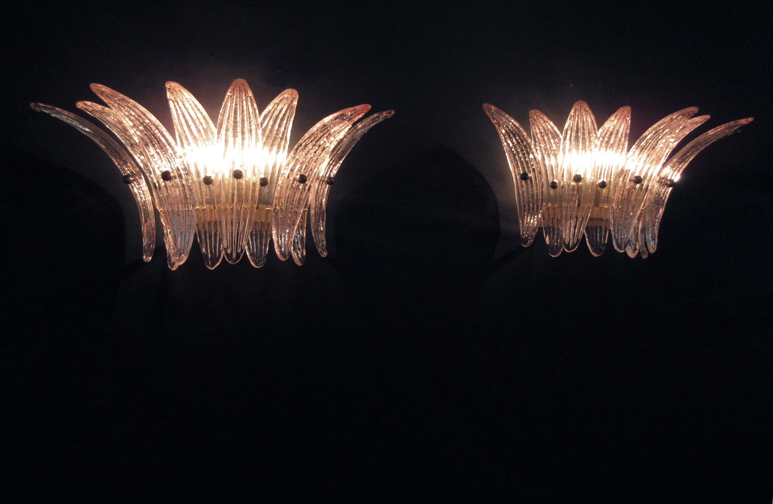 Murano Vegglampe – 9 Rosa Palmeglass – 2 stk – detalj 6 – Murano Classics