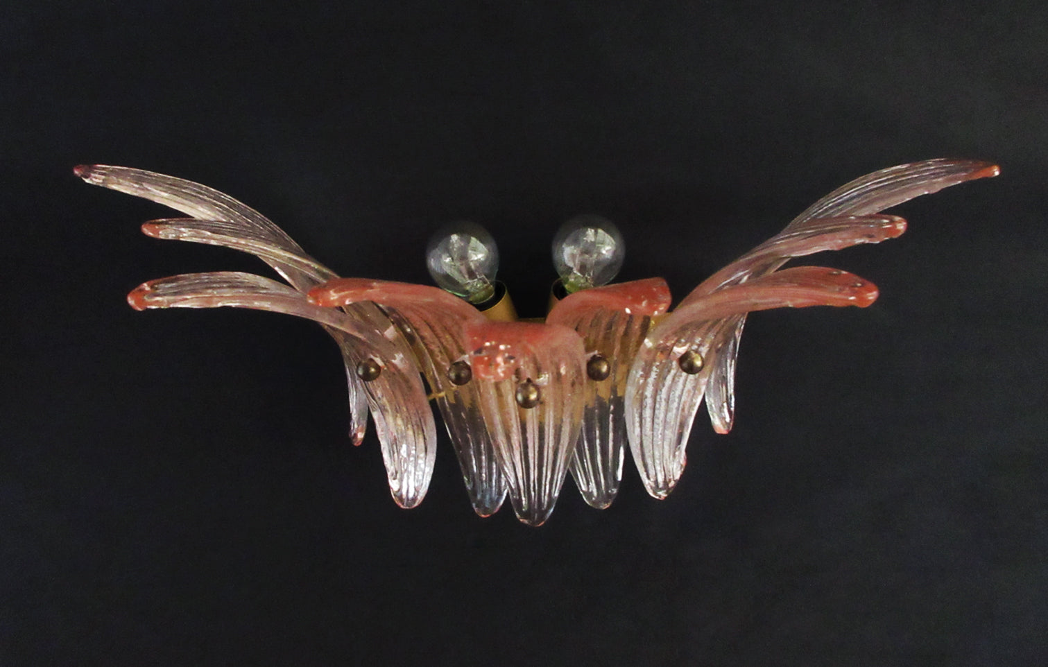 Murano Vegglampe – 9 Rosa Palmeglass – 2 stk – detalj 7 – Murano Classics