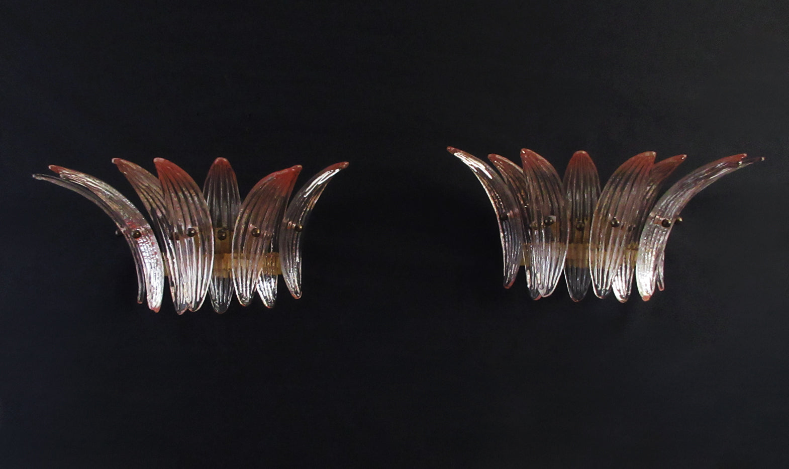 Murano Vegglampe – 9 Rosa Palmeglass – 2 stk – detalj 3 – Murano Classics