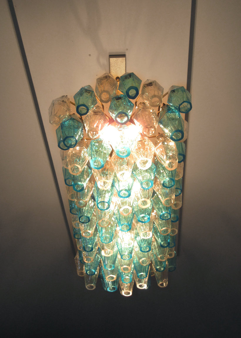 Murano Lysekrone – 84 Klare og Blå Poliedriglass – detalj 8 – Murano Classics