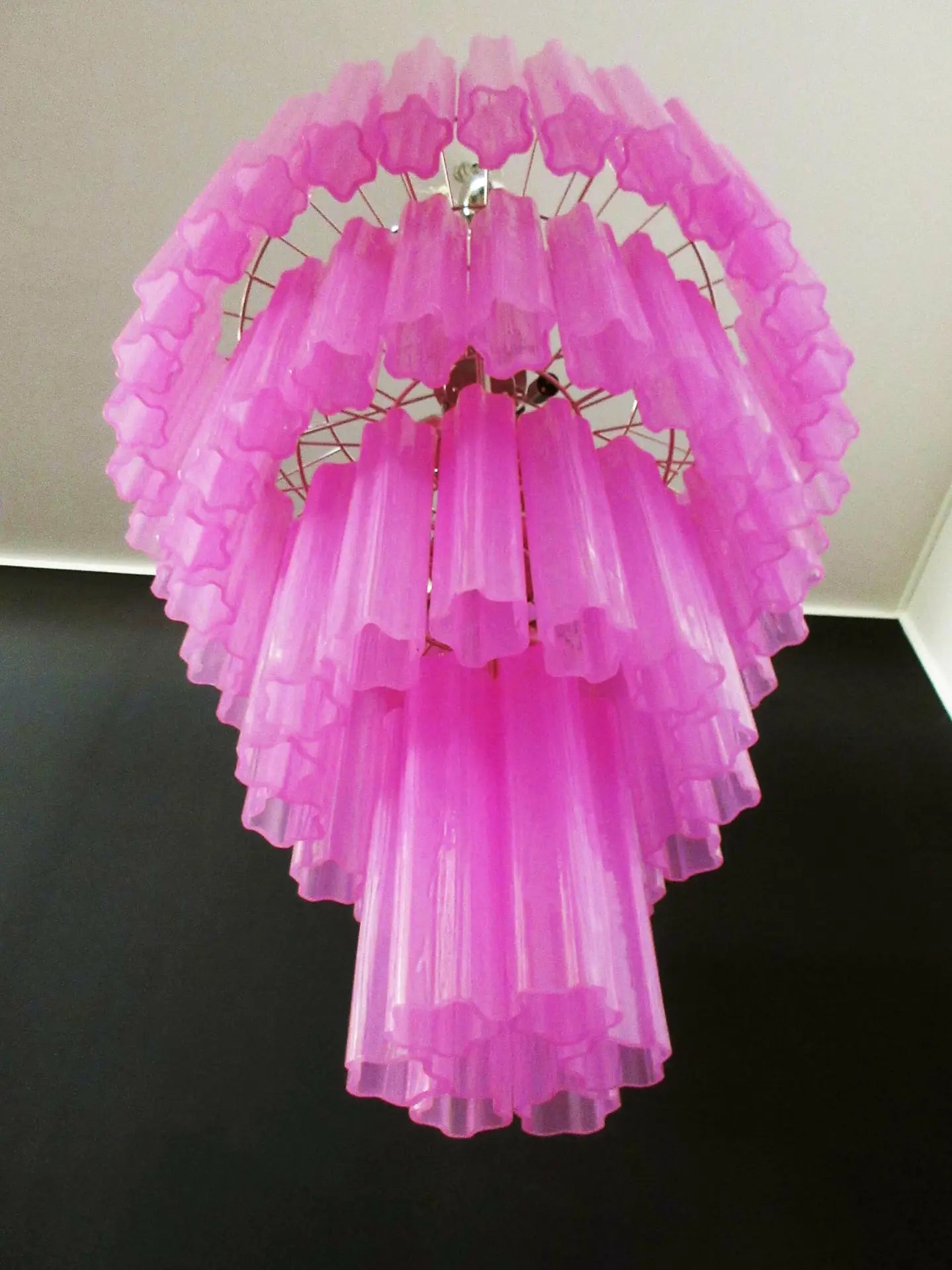 Murano Lysekrone – 78 Rosa Glassrør – detalj 10 – Murano Classics