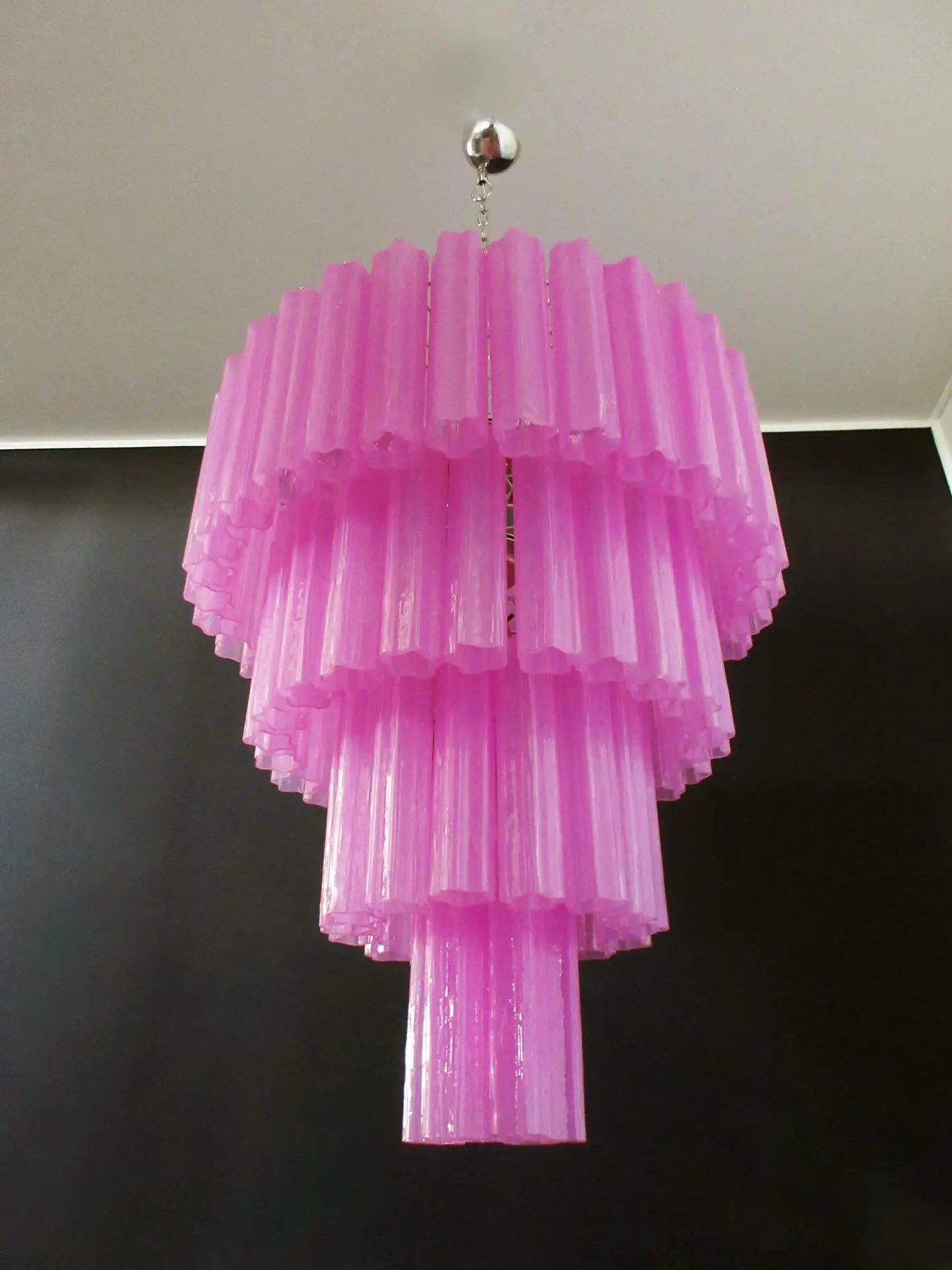 Murano Lysekrone – 78 Rosa Glassrør – detalj 9 – Murano Classics