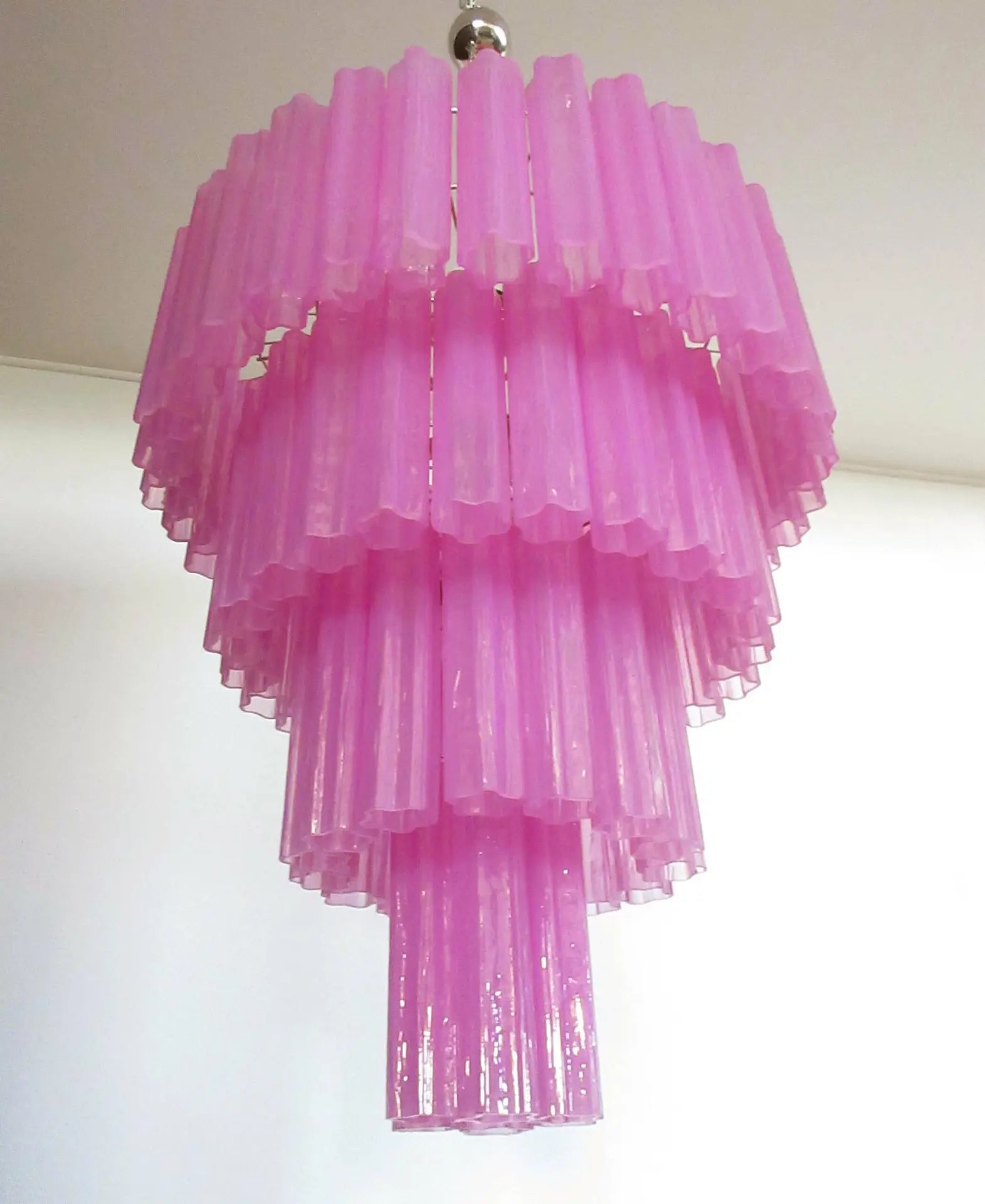 Murano Lysekrone – 78 Rosa Glassrør – detalj 6 – Murano Classics