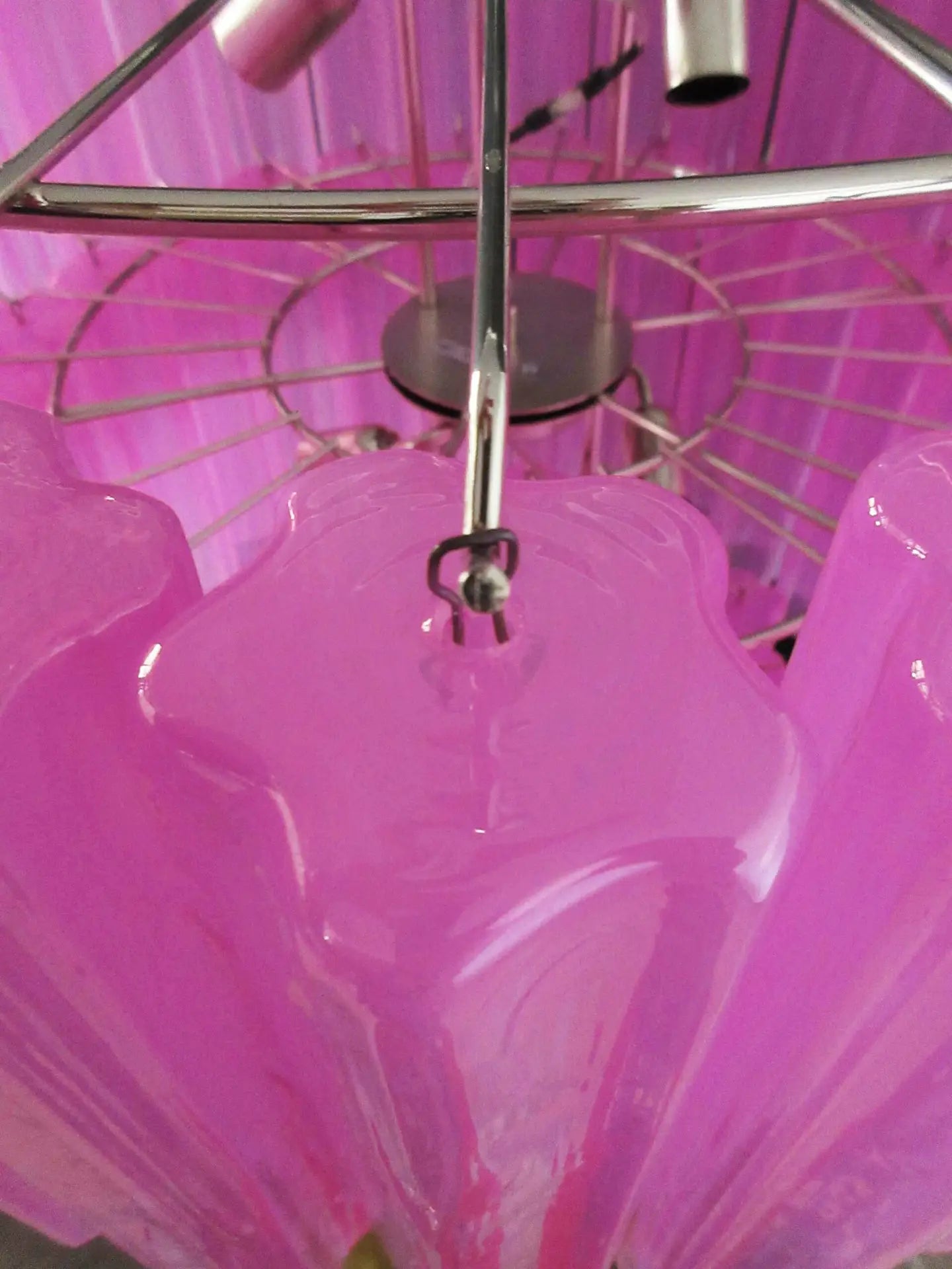 Murano Lysekrone – 78 Rosa Glassrør – detalj 4 – Murano Classics