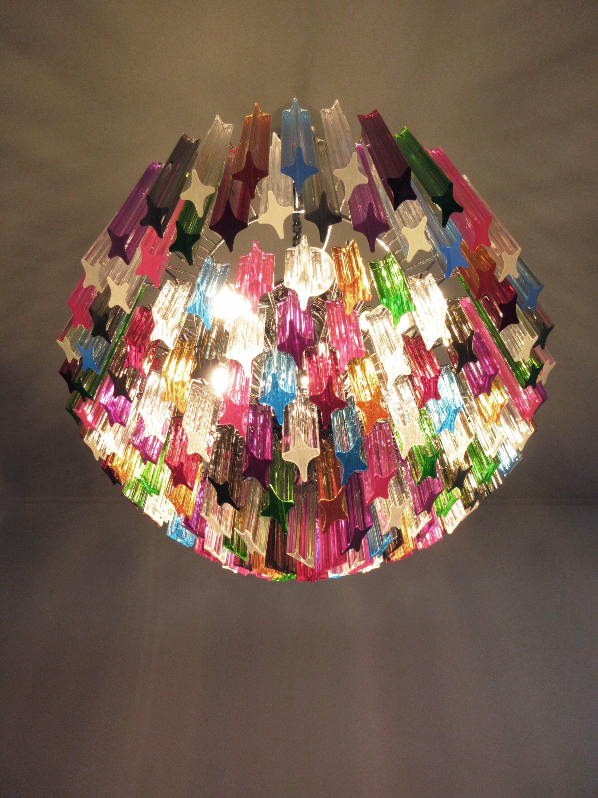 Murano Lysekrone – 163 Multifargede Prismeglass – detalj 10 – Murano Classics