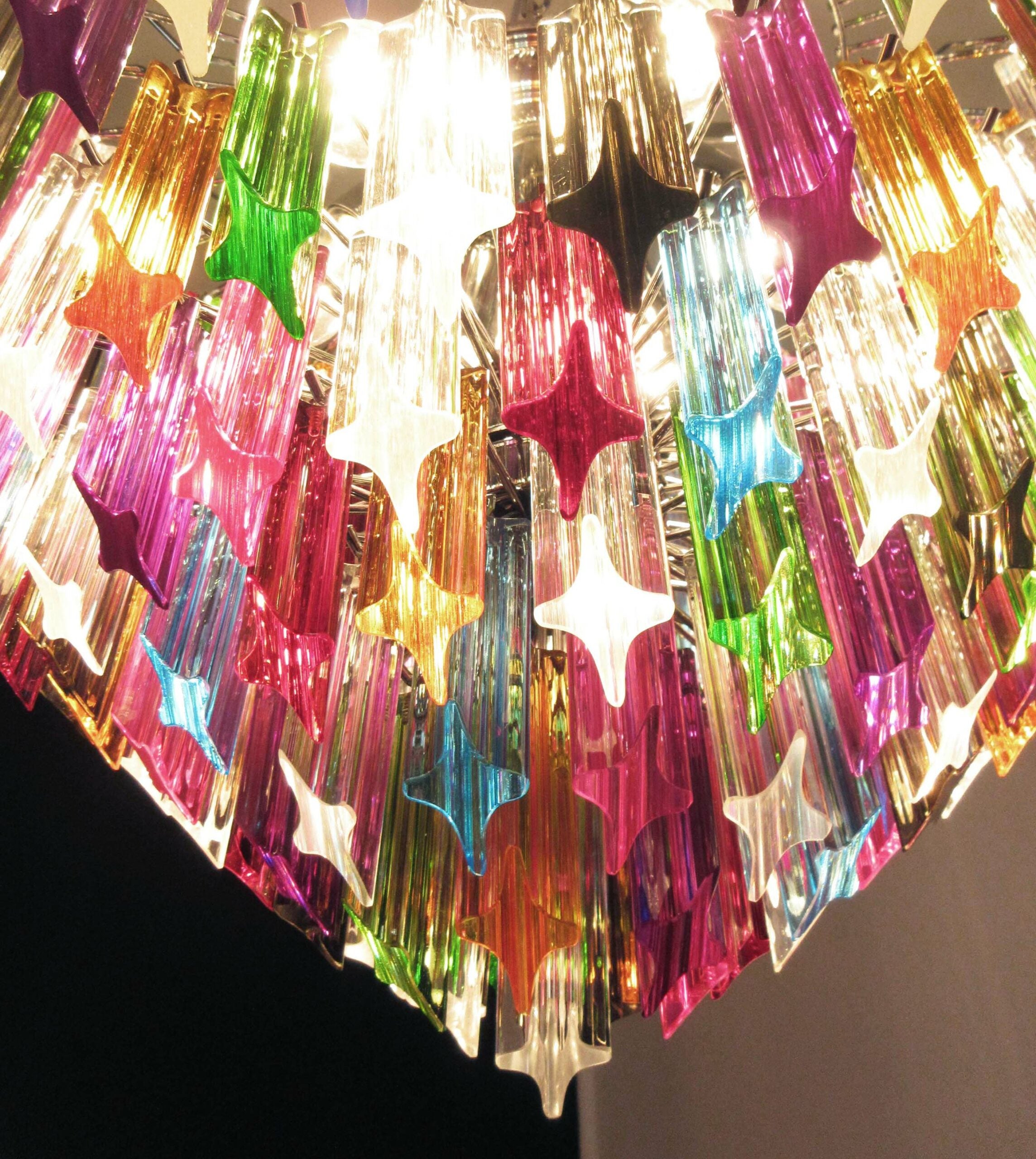 Murano Lysekrone – 163 Multifargede Prismeglass – detalj 5 – Murano Classics