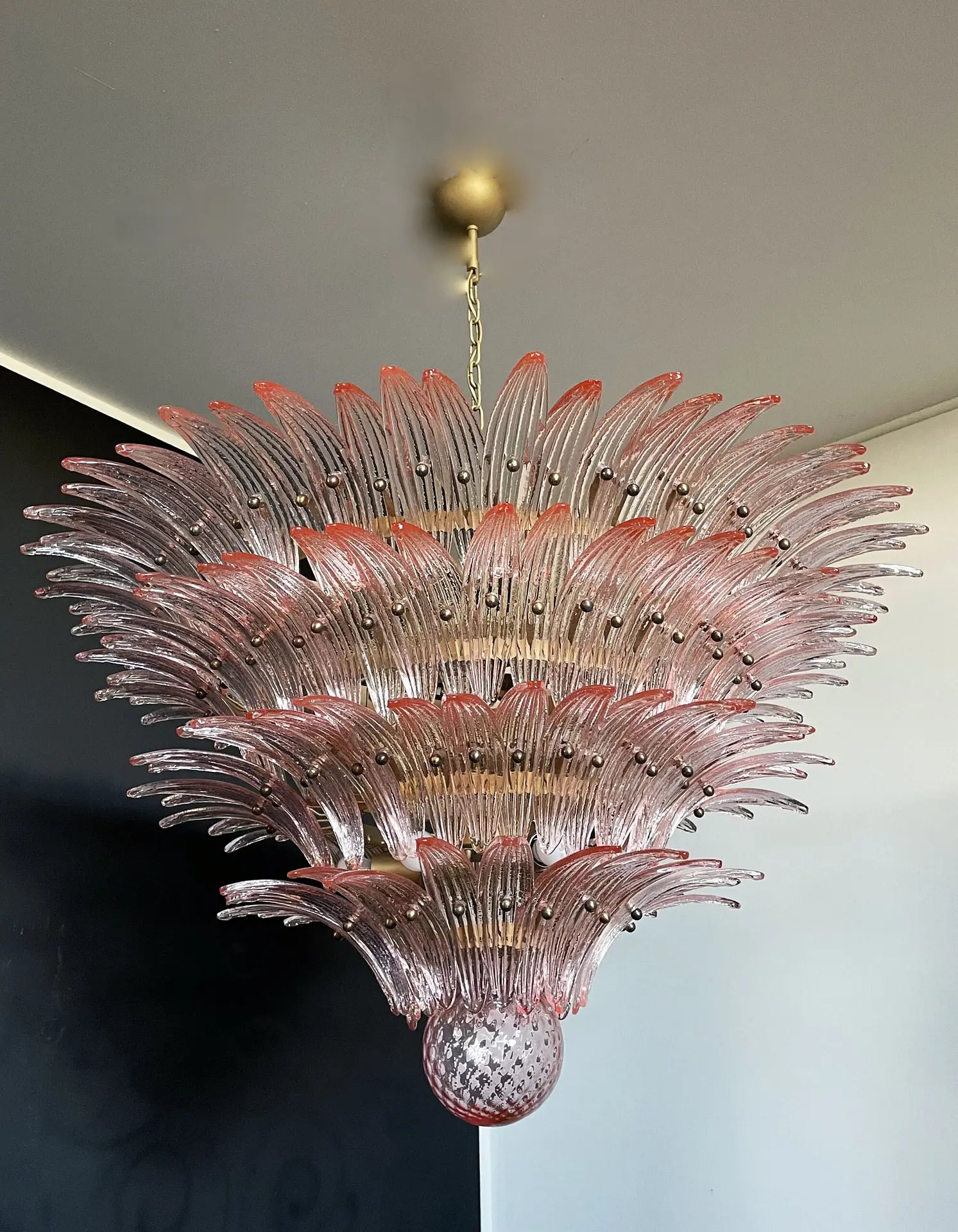 Murano Lysekrone – 163 Rosa Palmeglass – detalj 3 – Murano Classics