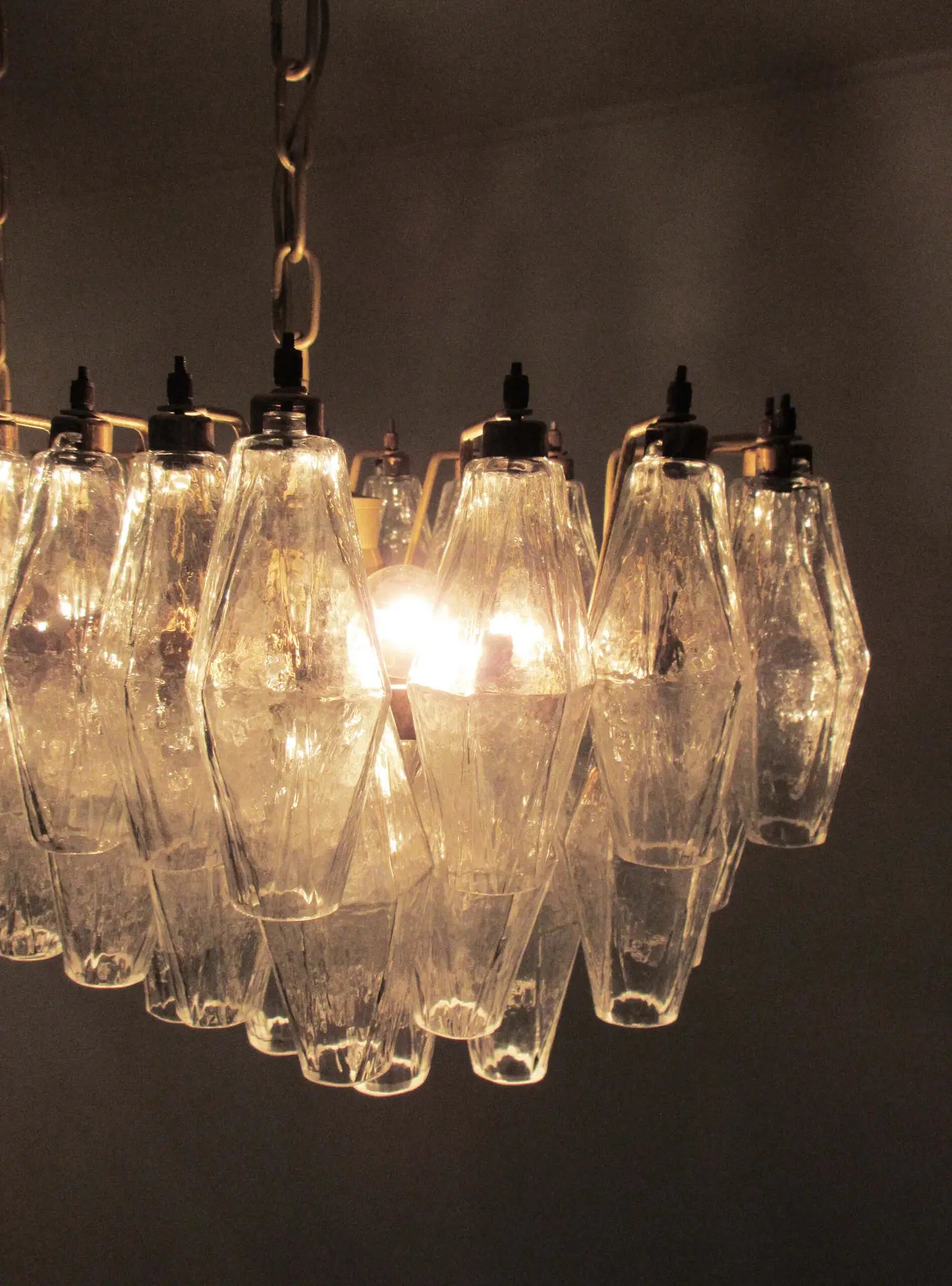 Murano Lysekrone – 84 Klare Poliedriglass – detalj 11 – Murano Classics