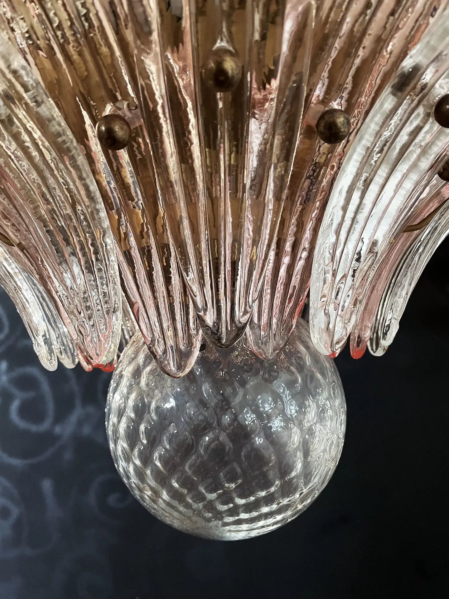Murano Lysekrone – 163 Klare og rosa Palmeglass – detalj 6 – Murano Classics