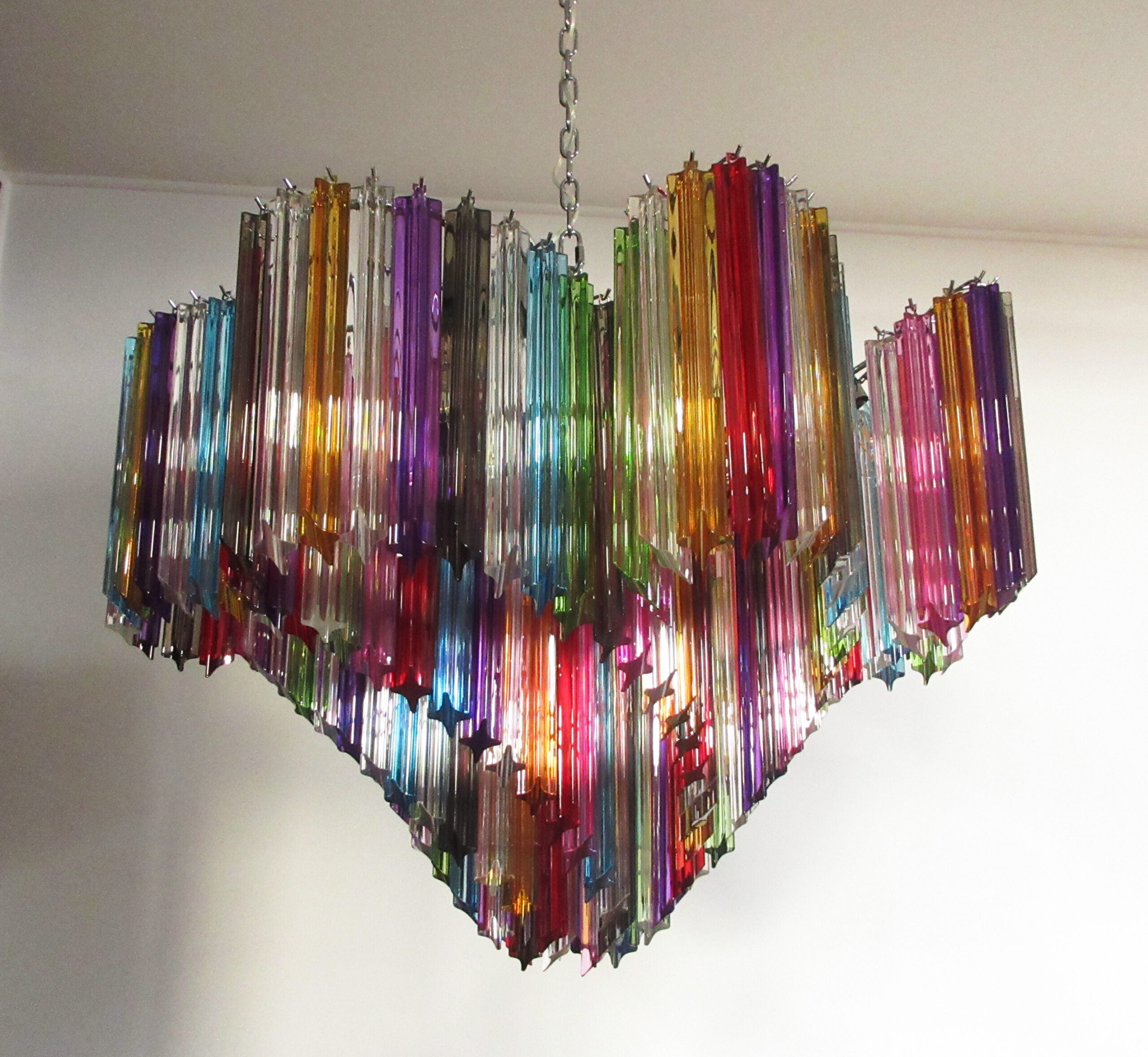 Murano Lysekrone – 200 Multifargede Prismeglass – detalj 10 – Murano Classics