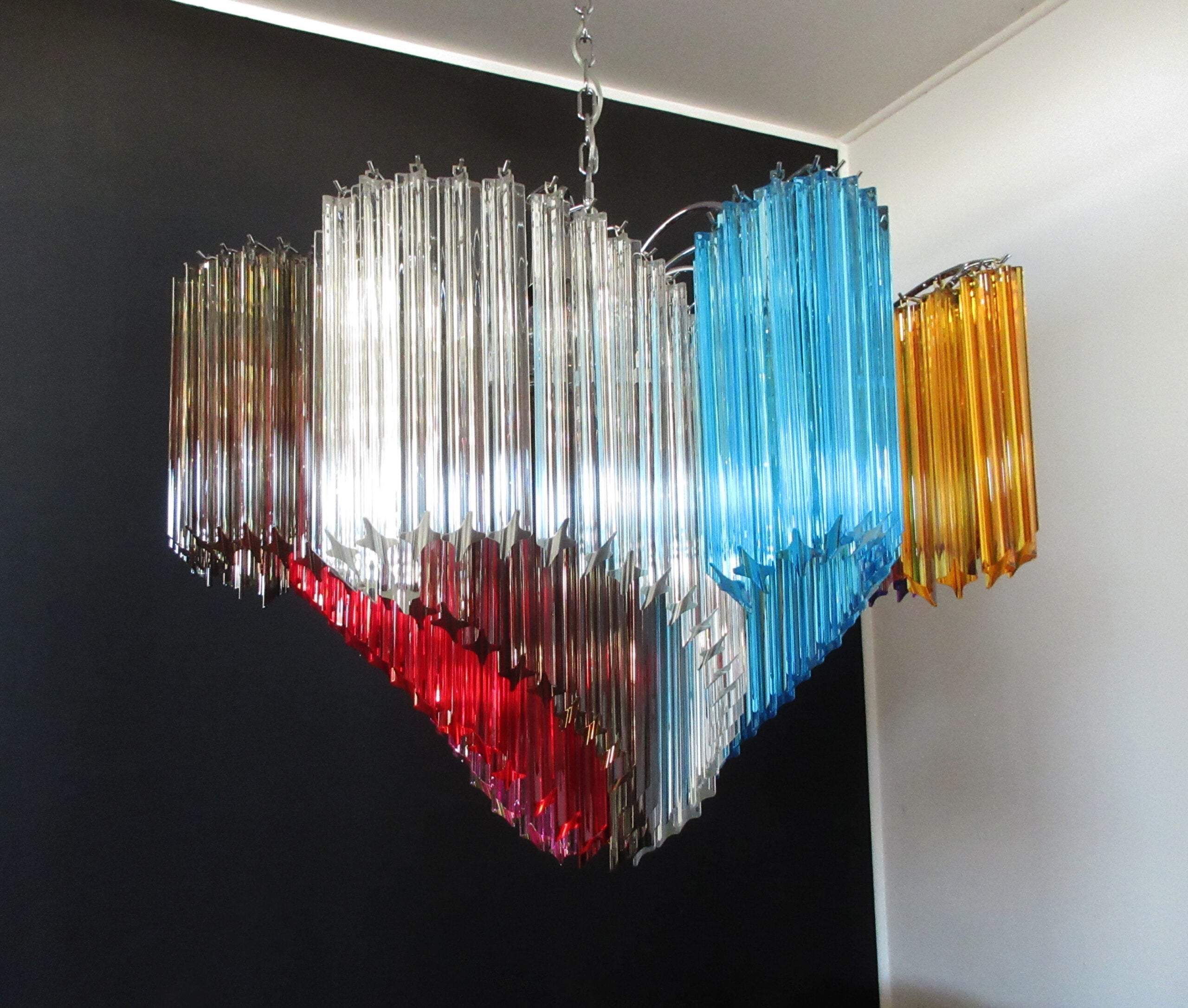 Murano Lysekrone – 200 Multifargede Prismeglass – detalj 6 – Murano Classics