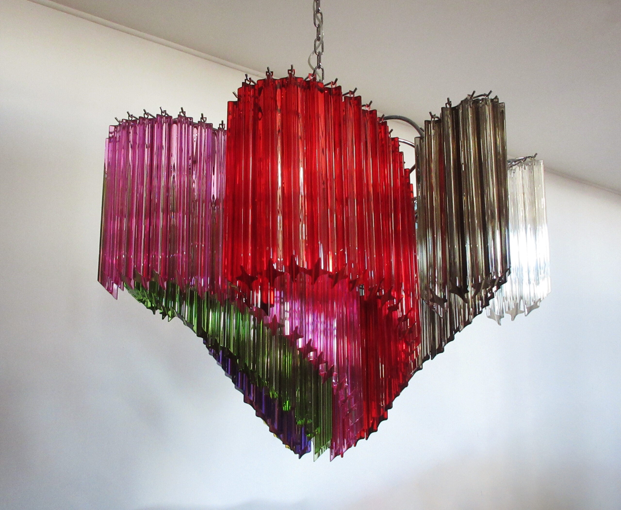 Murano Lysekrone – 200 Multifargede Prismeglass – detalj 2 – Murano Classics