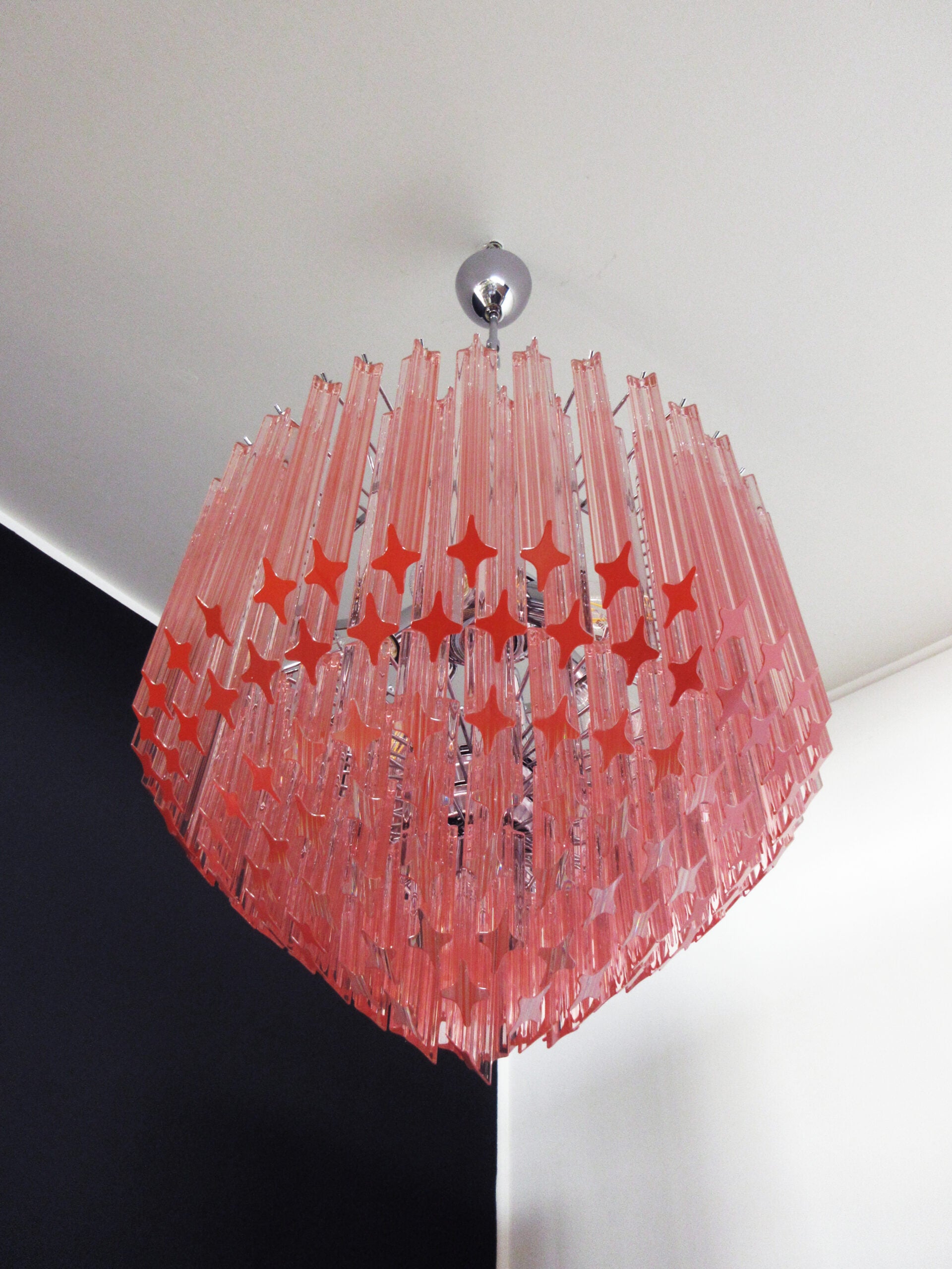 Murano Lysekrone – 163 Rosa Prismeglass – detalj 2 – Murano Classics