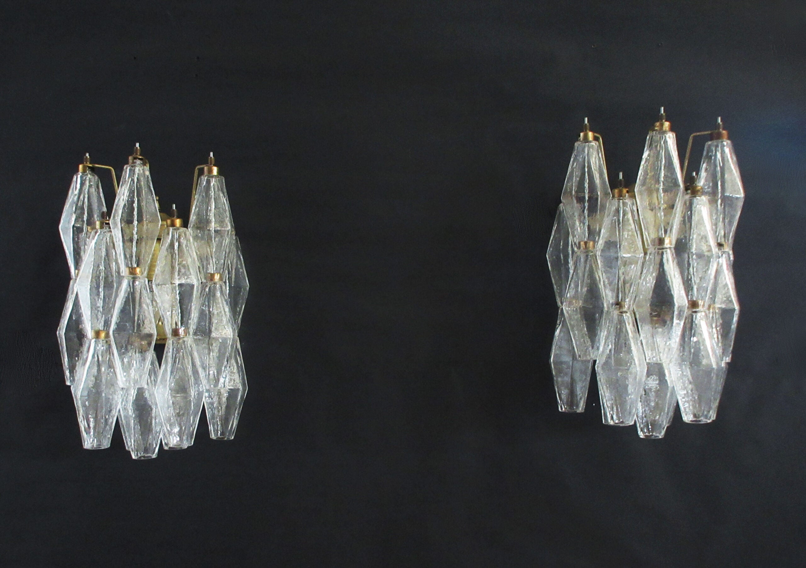 Murano Vegglampe – 16 Klare Poliedriglass – 2 stk – detalj 7 – Murano Classics