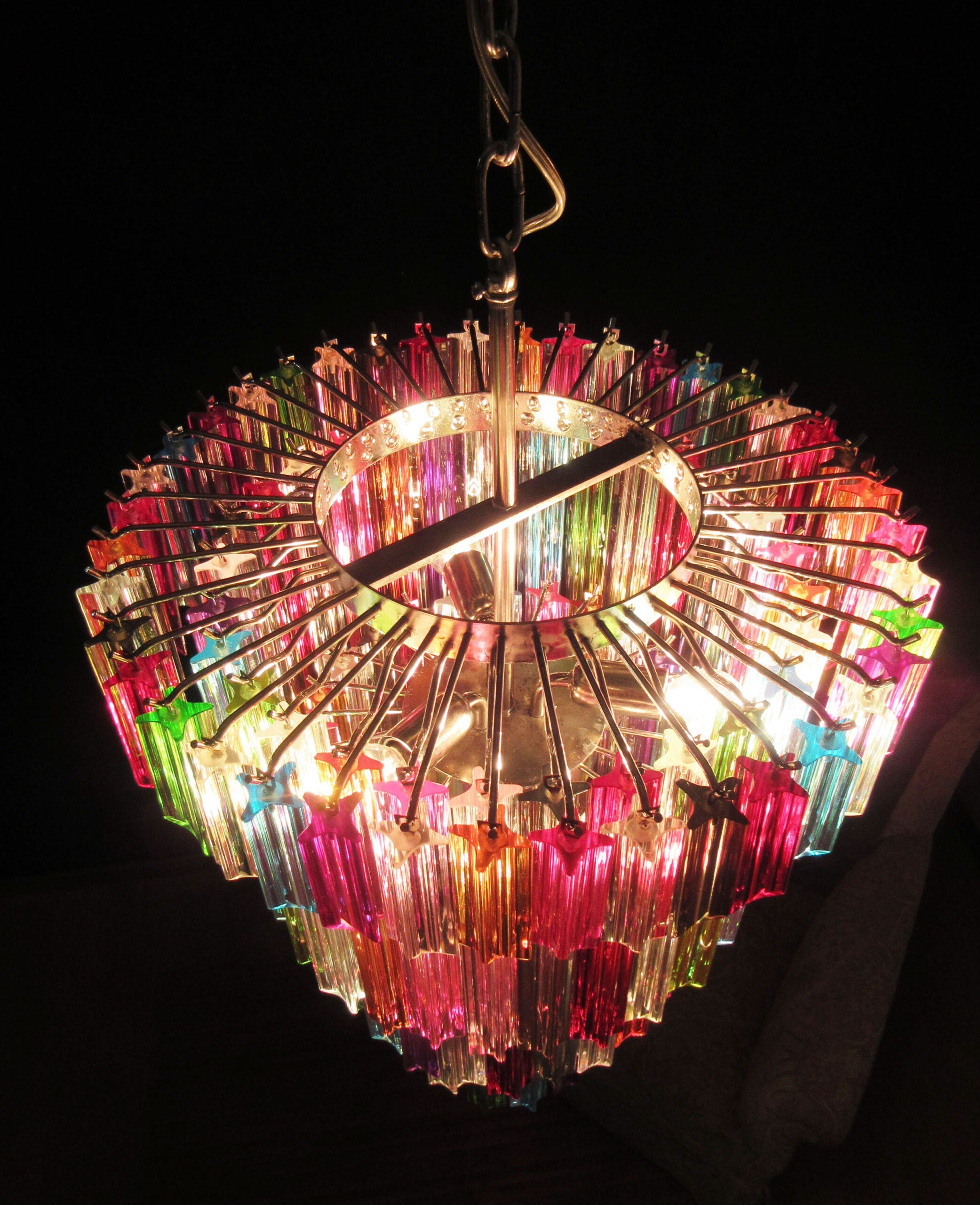 Murano Lysekrone – 111 Multifargede Prismeglass – detalj 3 – Murano Classics