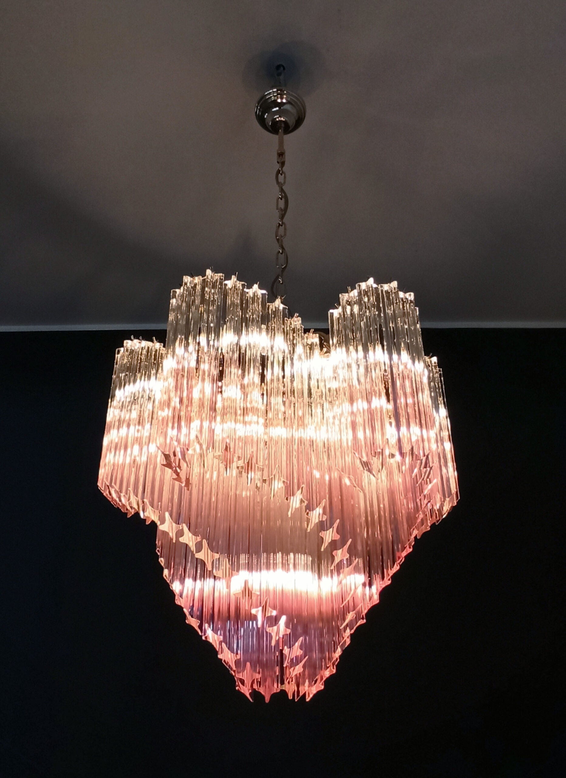 Murano Lysekrone – 114 Gradvis Rosa Prismeglass – detalj 6 – Murano Classics