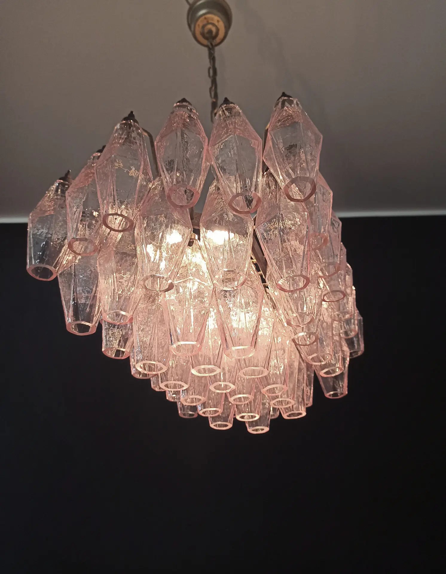 Murano Lysekrone | 56 Rosa Poliedriglass