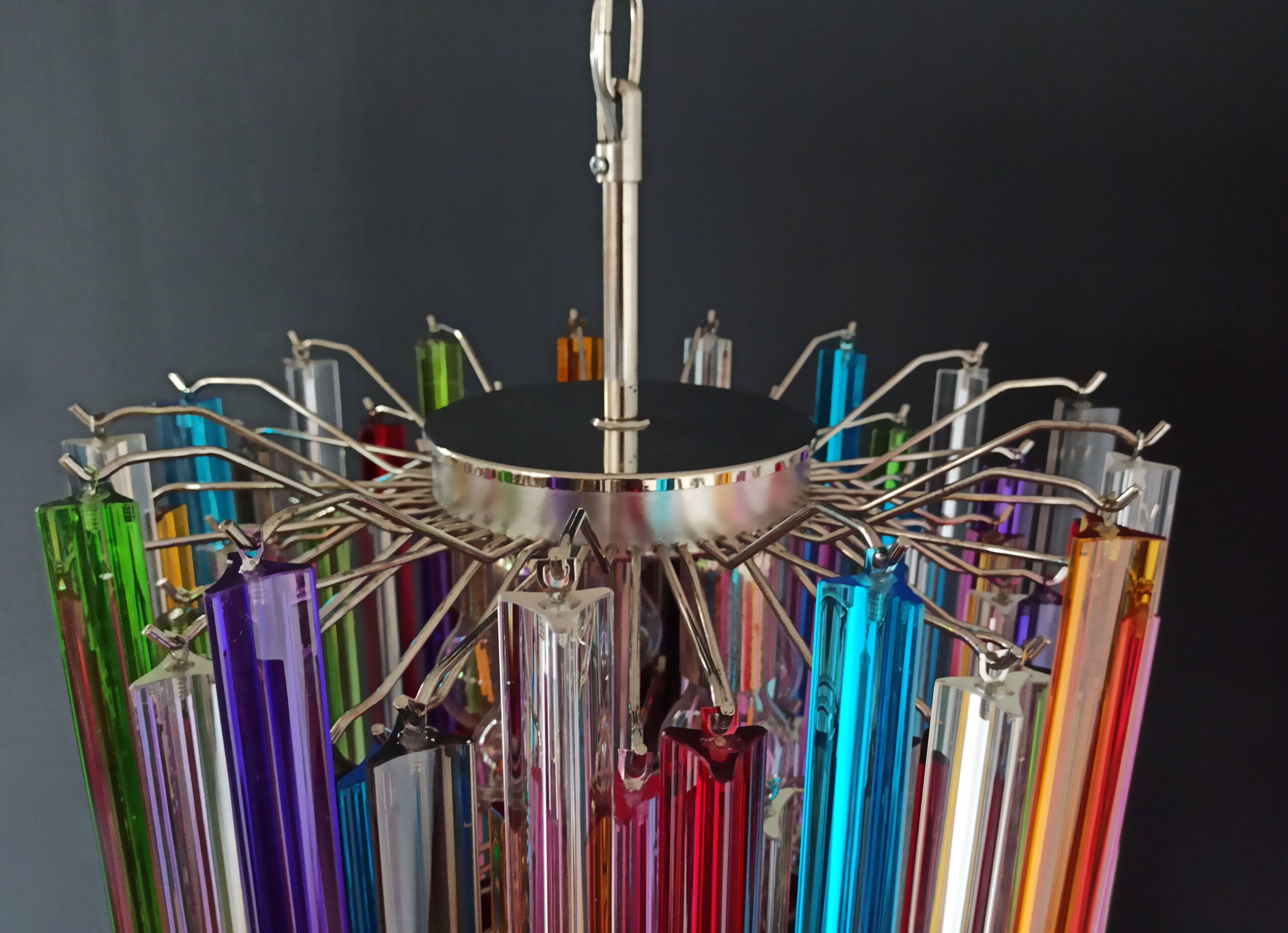 Murano Lysekrone – 107 Multifargede Prismeglass – detalj 6 – Murano Classics