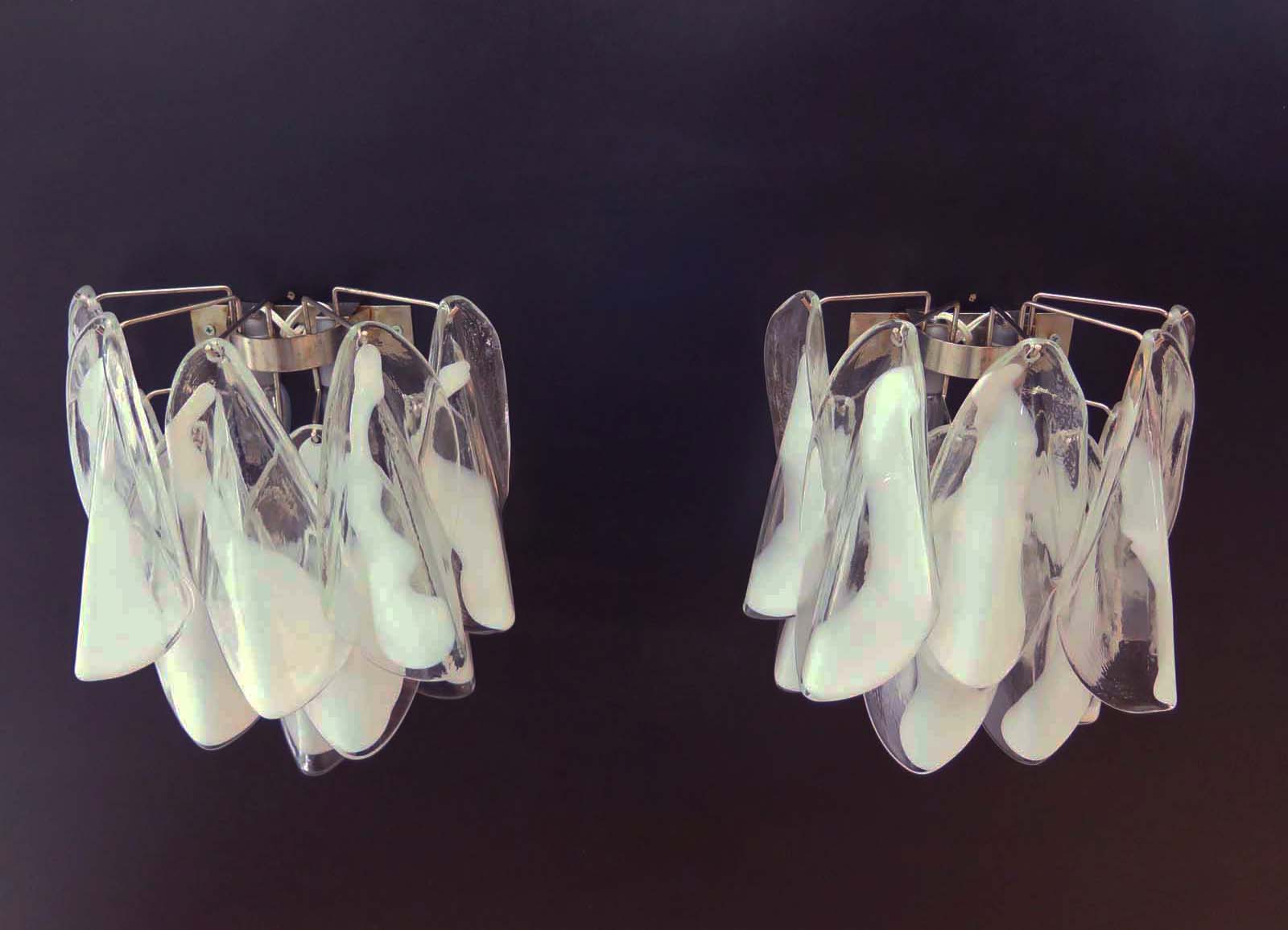 Murano Vegglampe – 20 Klare Hvite Rondiniglass – 2 stk – detalj 5 – Murano Classics