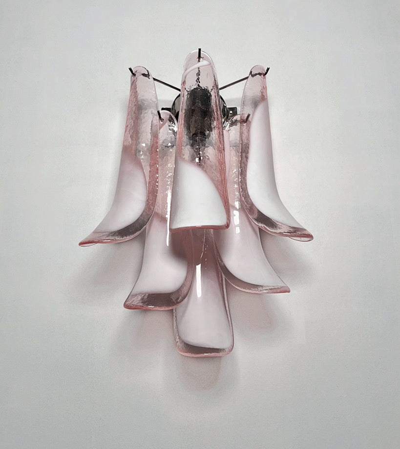 Murano Vegglampe – 6 Rosa Lattimo Konglebladglass – 2 stk – detalj 10 – Murano Classics