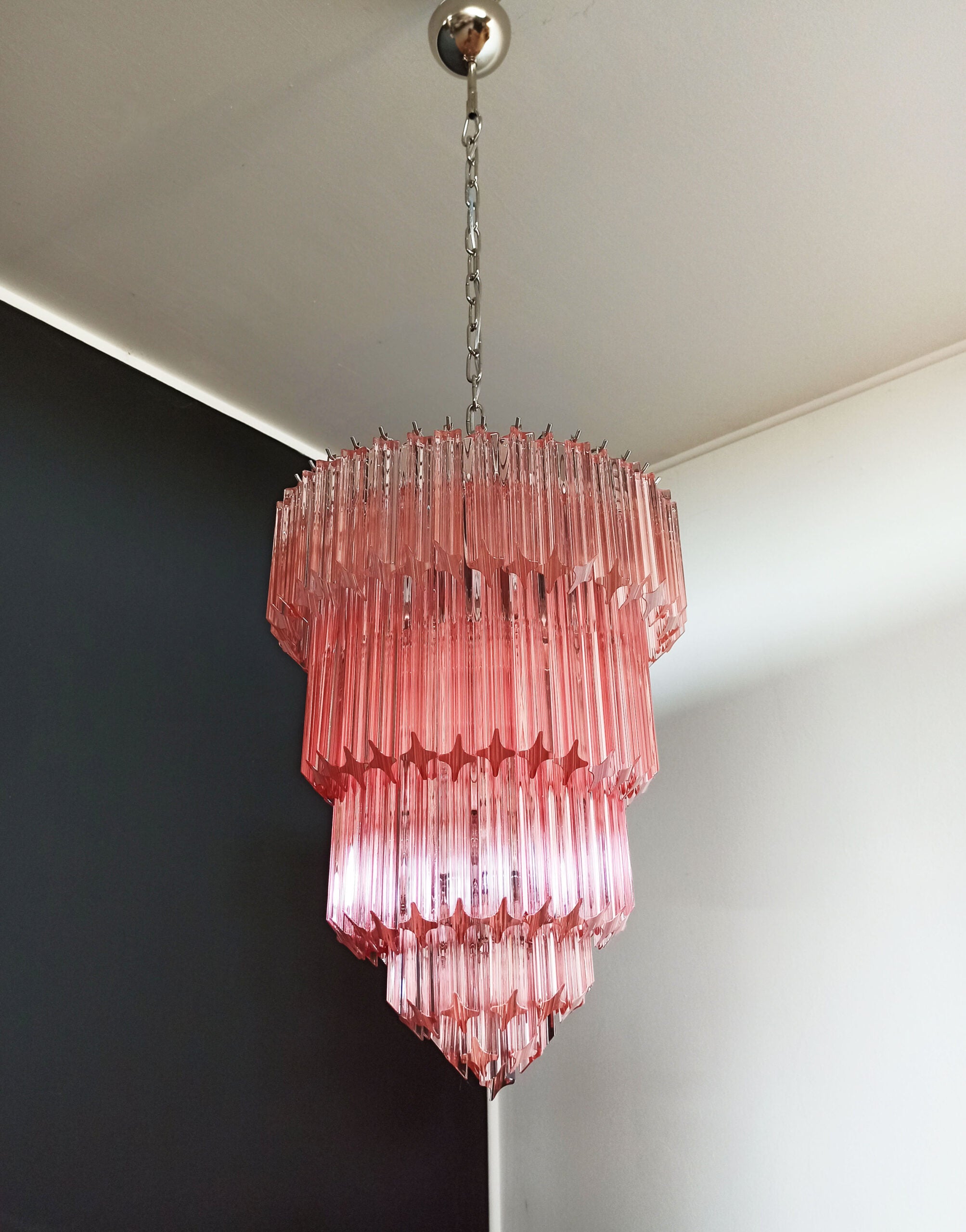 Murano Lysekrone – 112 Rosa Prismeglass – detalj 9 – Murano Classics