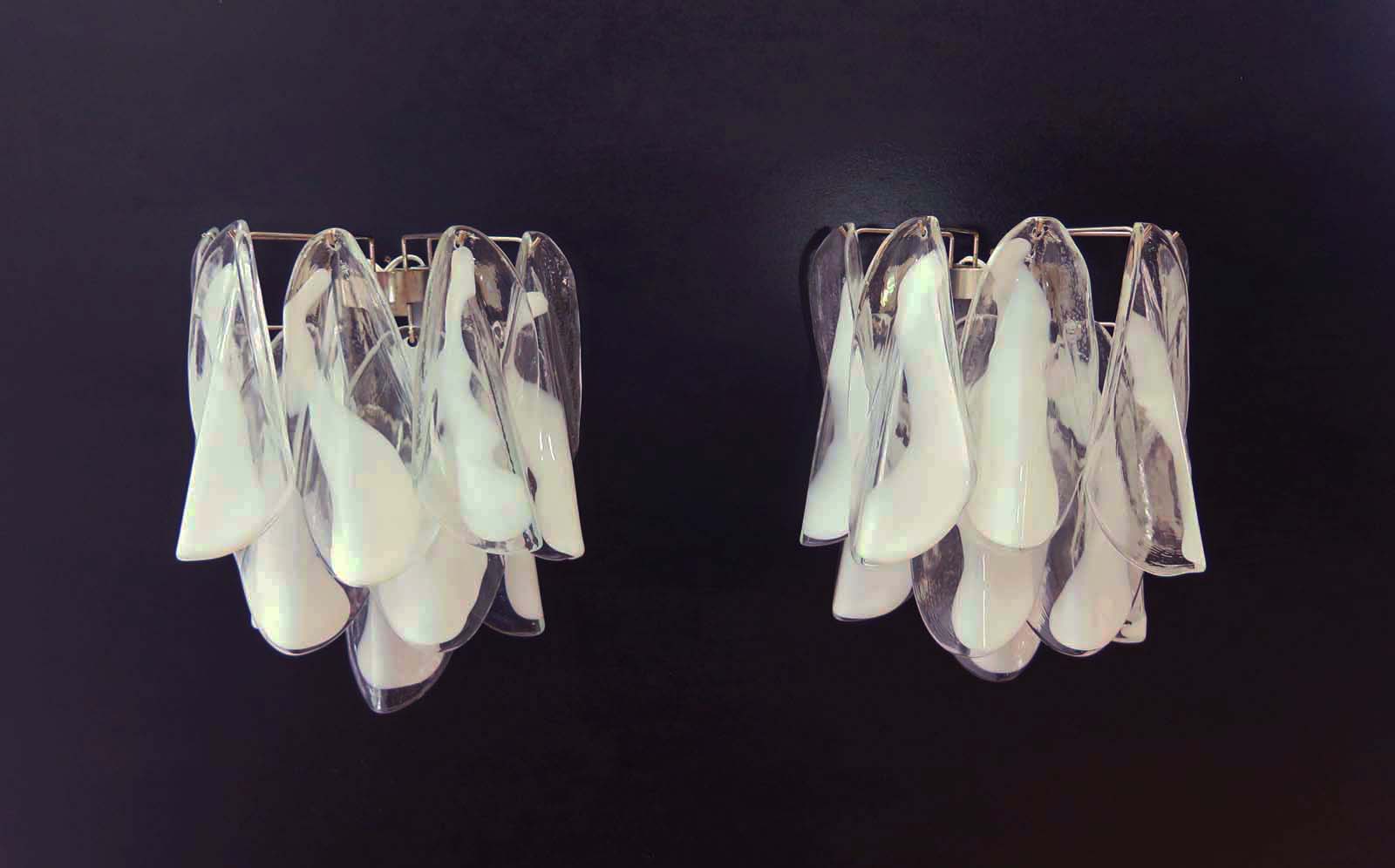 Murano Vegglampe – 20 Klare Hvite Rondiniglass – 2 stk – detalj 6 – Murano Classics
