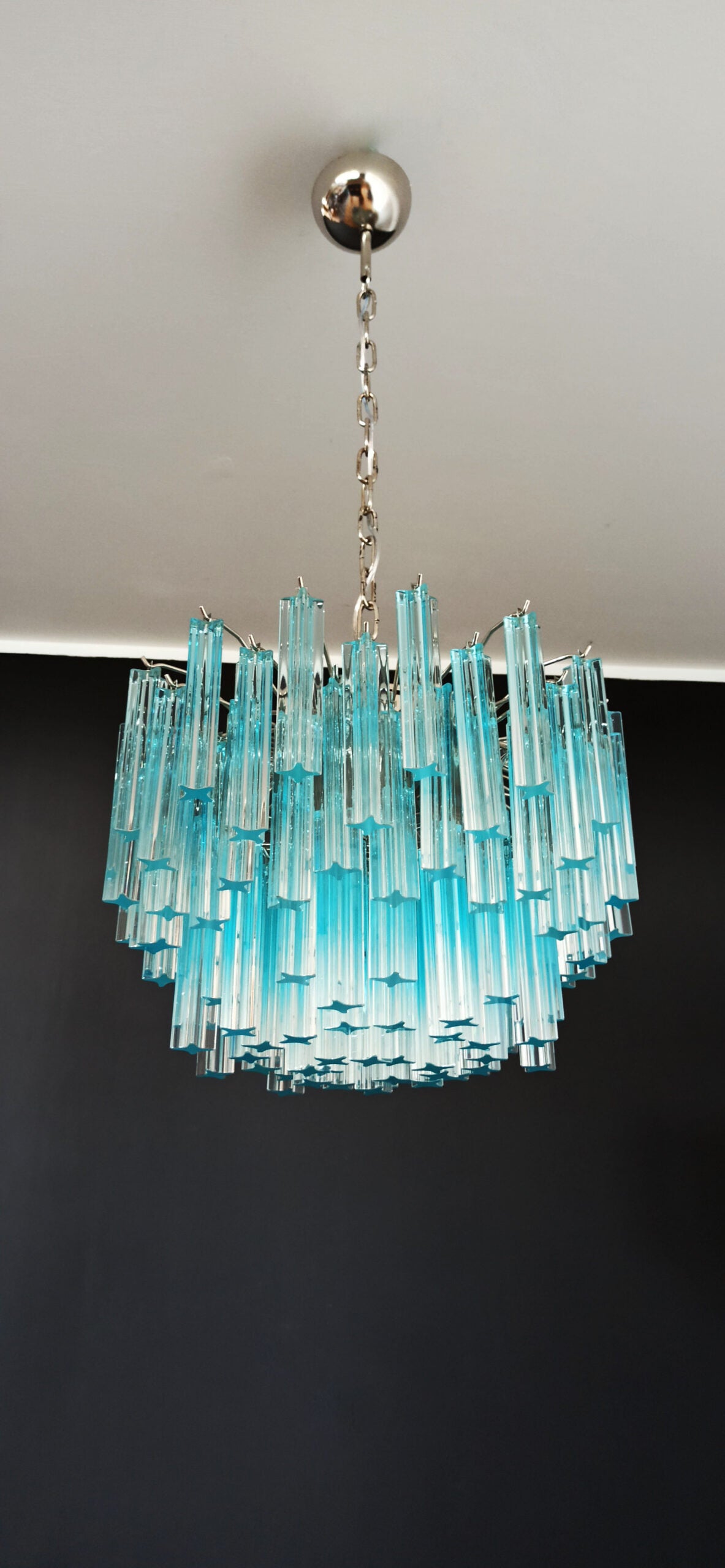 Murano Lysekrone – 107 Blå Prismeglass – Murano Classics