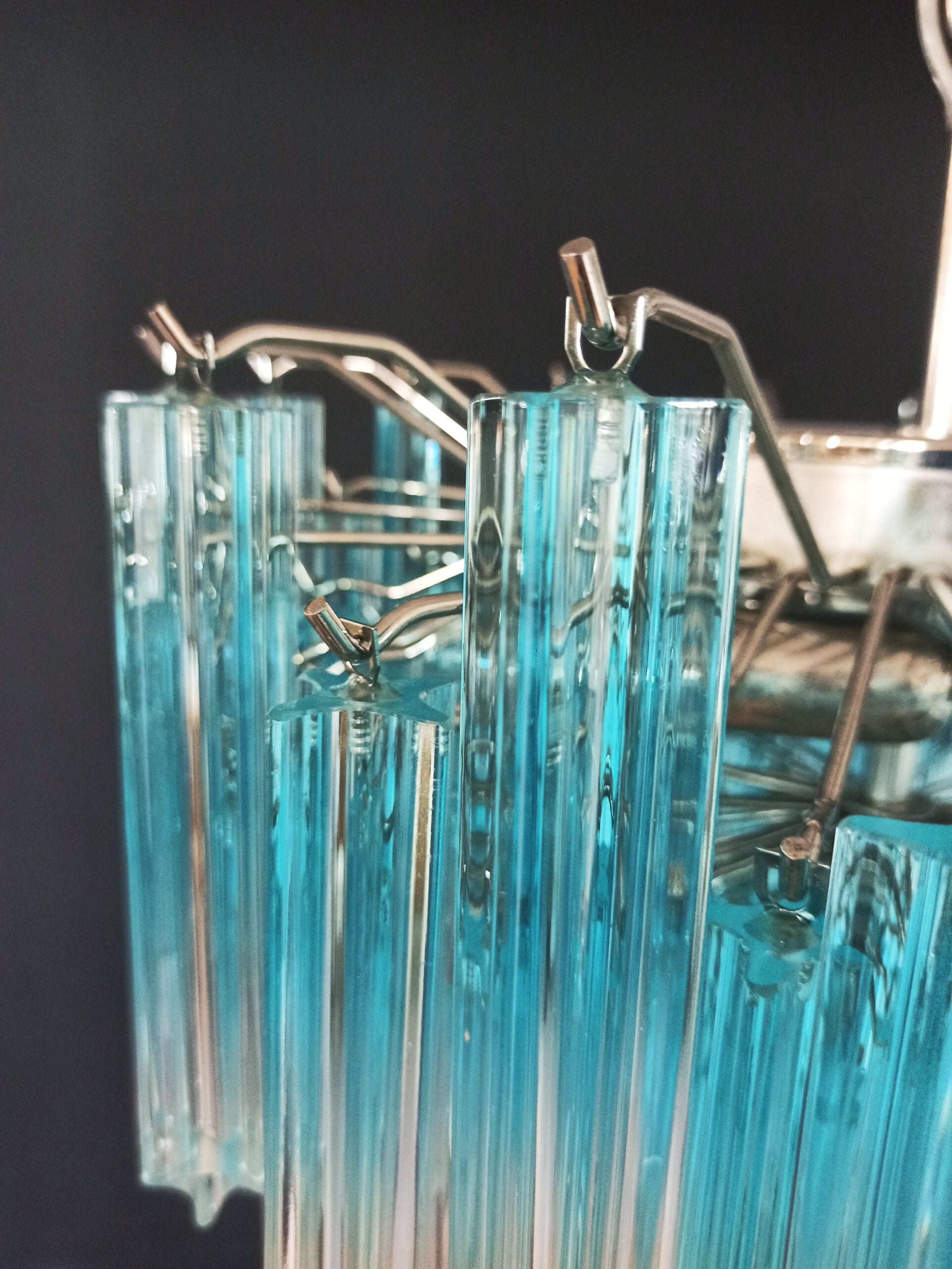 Murano Lysekrone – 107 Blå Prismeglass – detalj 5 – Murano Classics