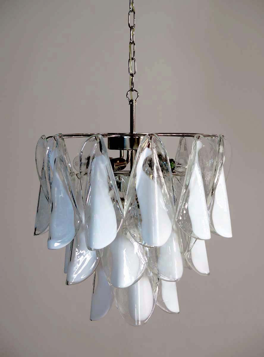 Murano Lysekrone | 24 Hvite Rondiniglass