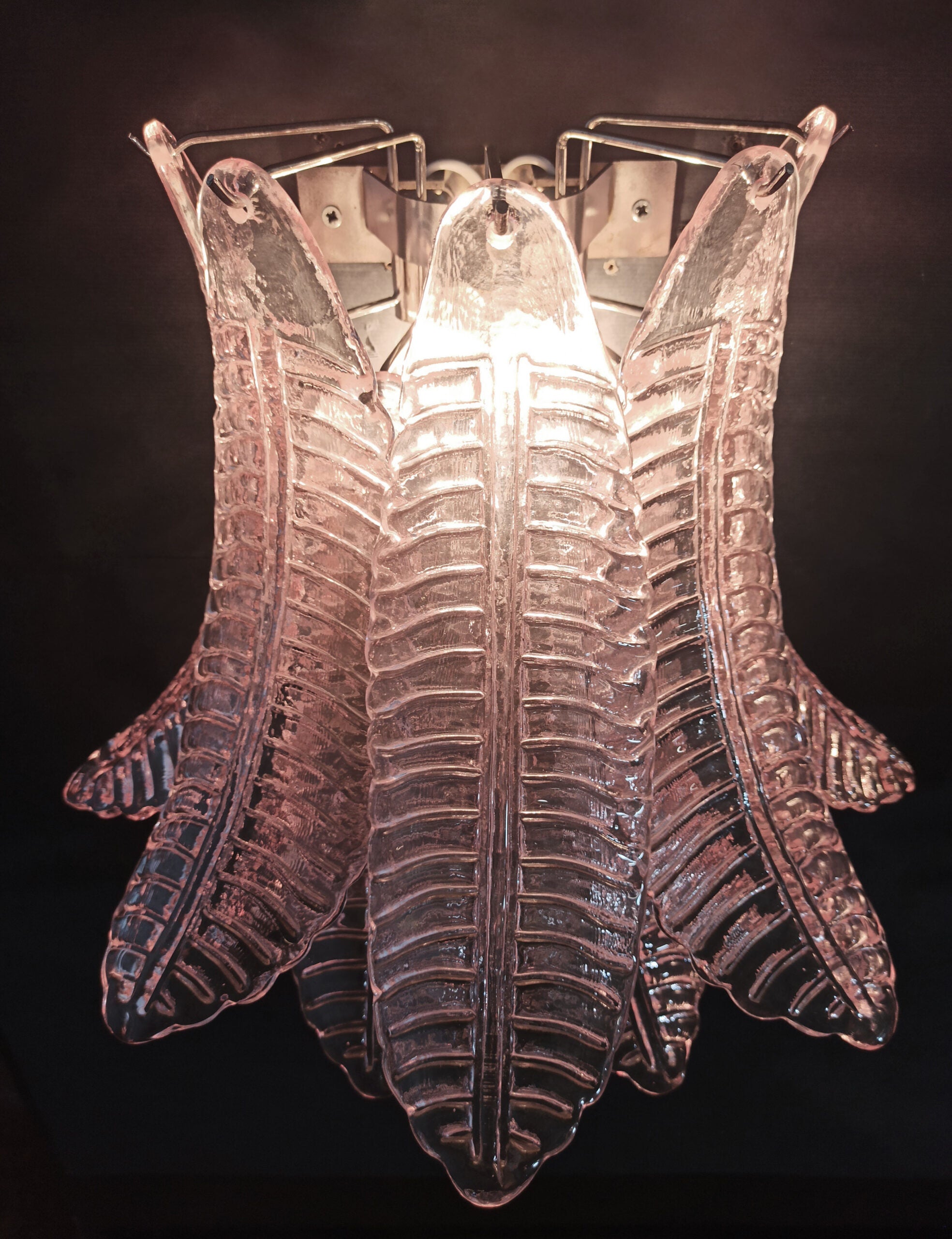Murano Vegglampe – 10 Rosa Felciglass – 2 stk – detalj 1 – Murano Classics