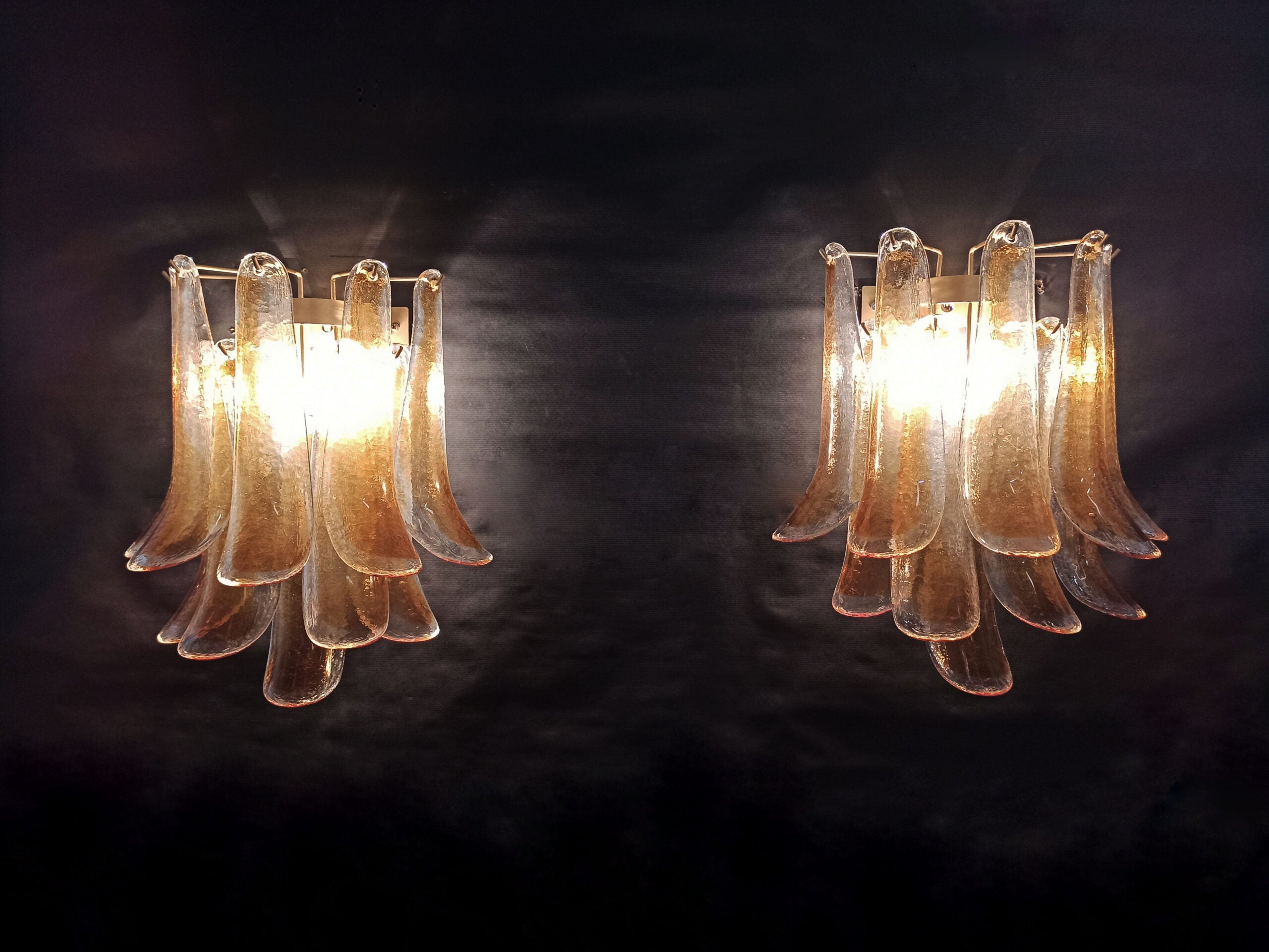 Murano Vegglampe – 10 Gule Konglebladglass – 2 stk – detalj 5 – Murano Classics