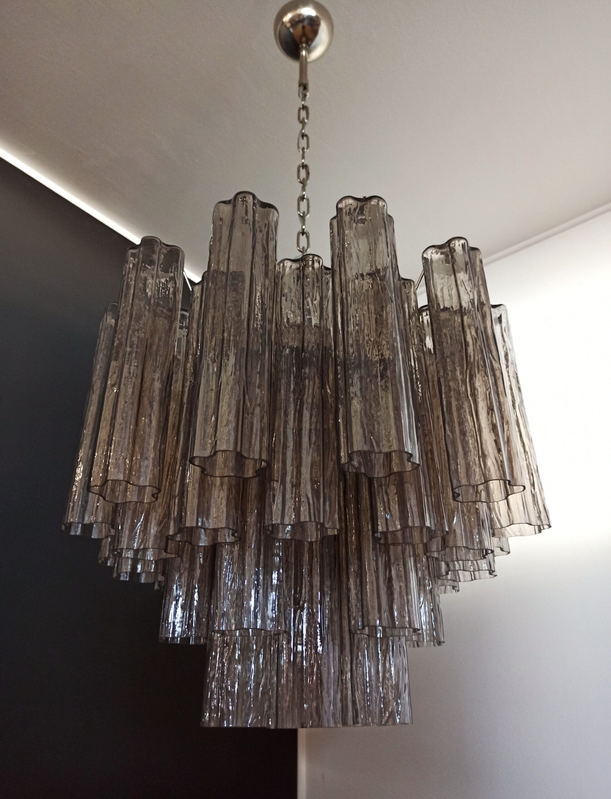 Murano Lysekrone – 36 Røykfargede Glassrør – detalj 3 – Murano Classics