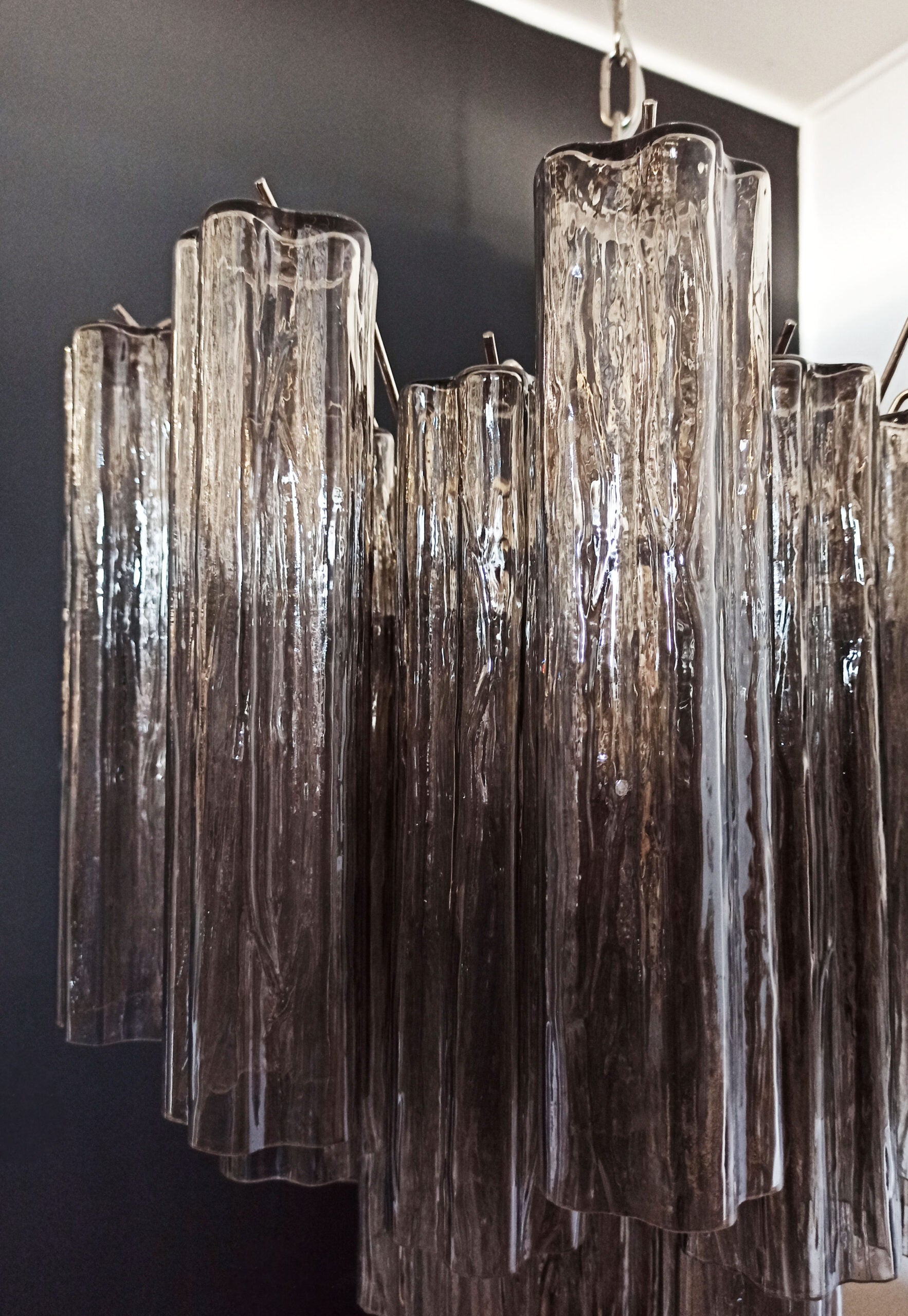 Murano Lysekrone – 36 Røykfargede Glassrør – detalj 7 – Murano Classics