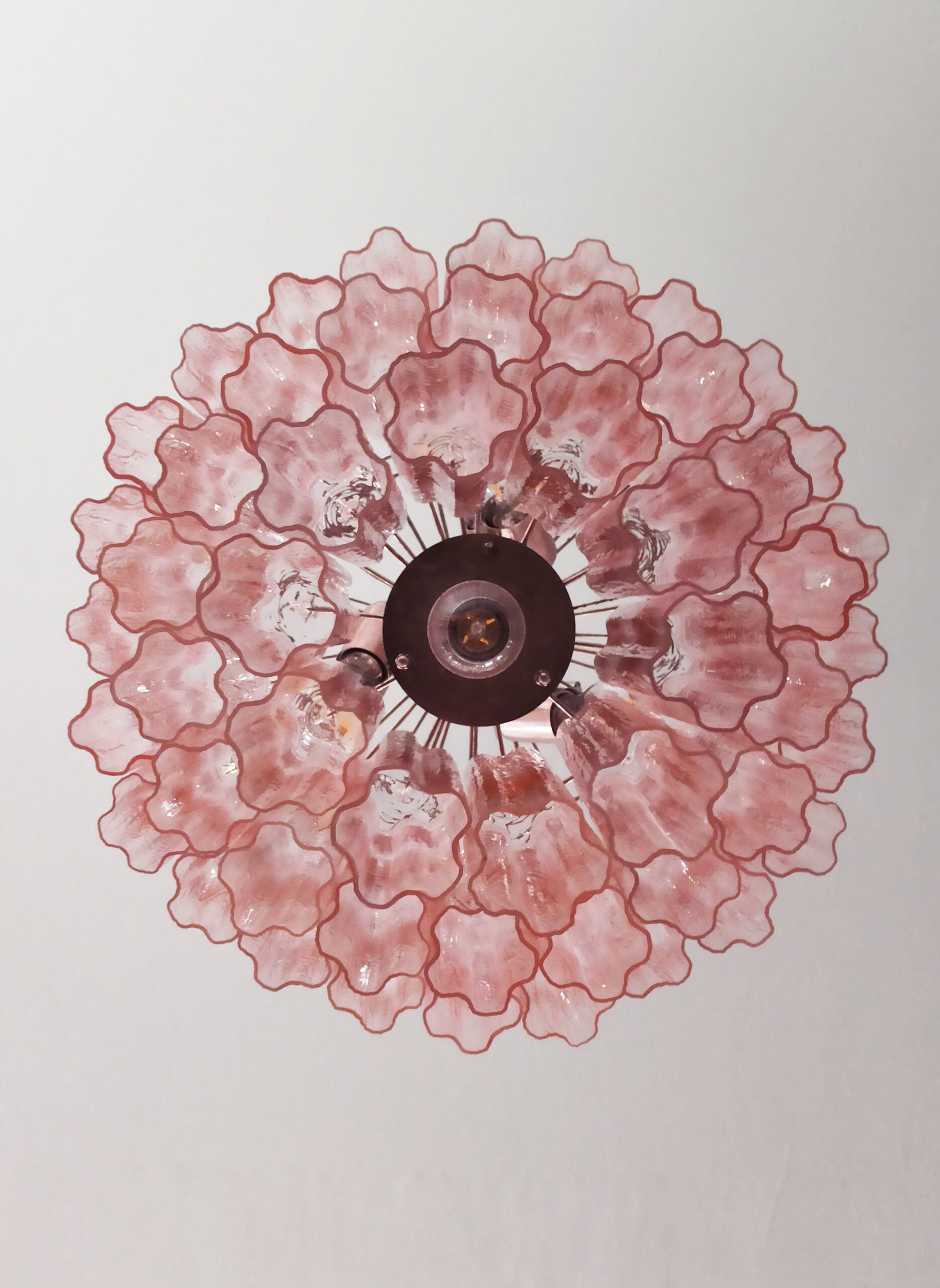 Murano Lysekrone – 52 Rosa Glassrør – detalj 1 – Murano Classics