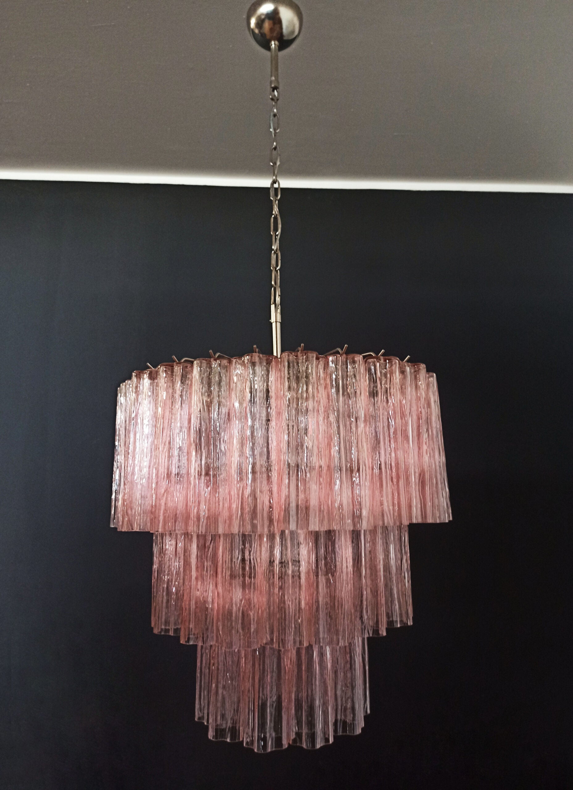 Murano Lysekrone – 52 Rosa Glassrør – detalj 4 – Murano Classics
