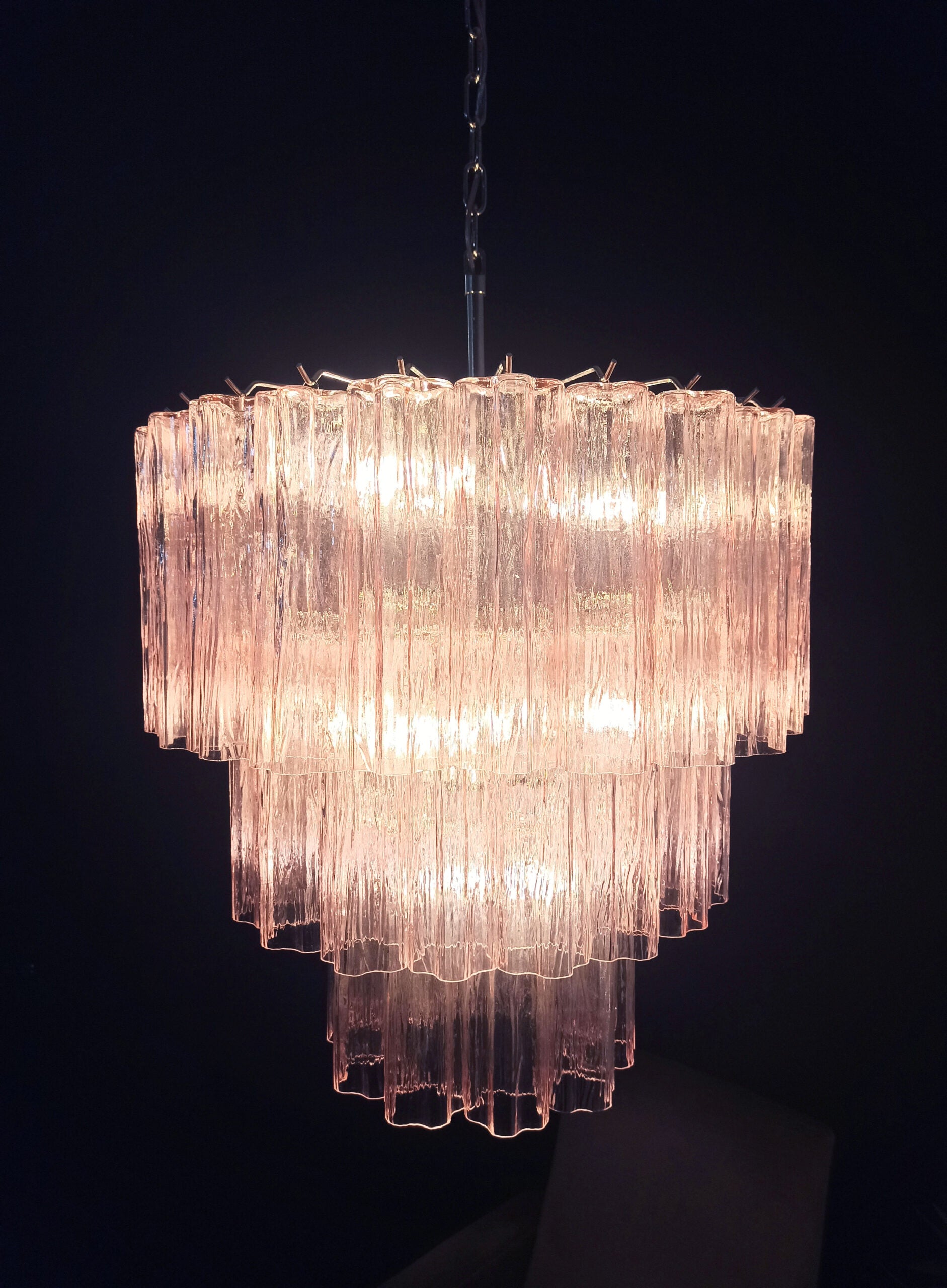 Murano Lysekrone – 52 Rosa Glassrør – detalj 5 – Murano Classics