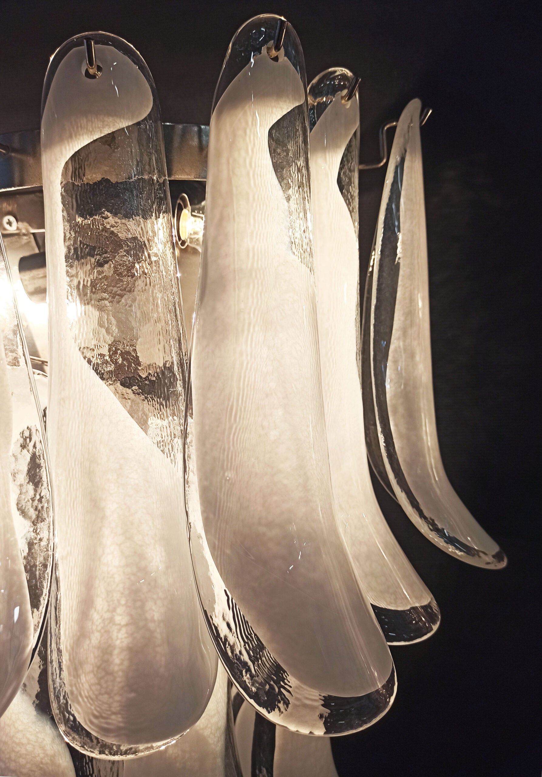 Murano Vegglampe – 16 Hvite Konglebladglass – 2 stk – detalj 8 – Murano Classics