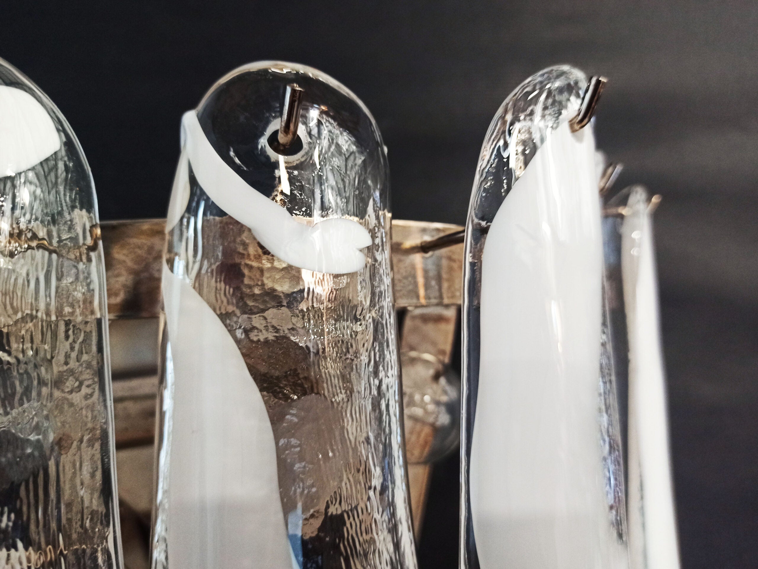 Murano Vegglampe – 16 Hvite Konglebladglass – 2 stk – detalj 5 – Murano Classics