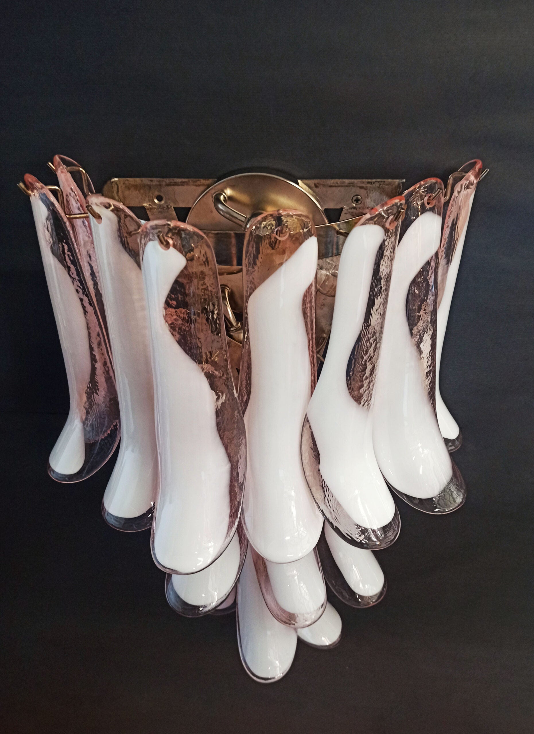 Murano Vegglampe – 16 Rosa Konglebladglass – 2 stk – detalj 6 – Murano Classics