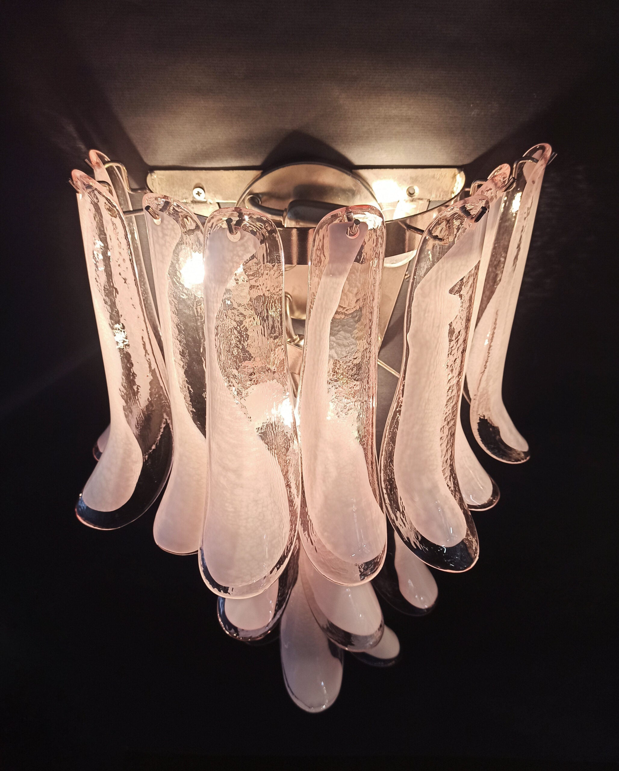 Murano Vegglampe – 16 Rosa Konglebladglass – 2 stk – detalj 8 – Murano Classics