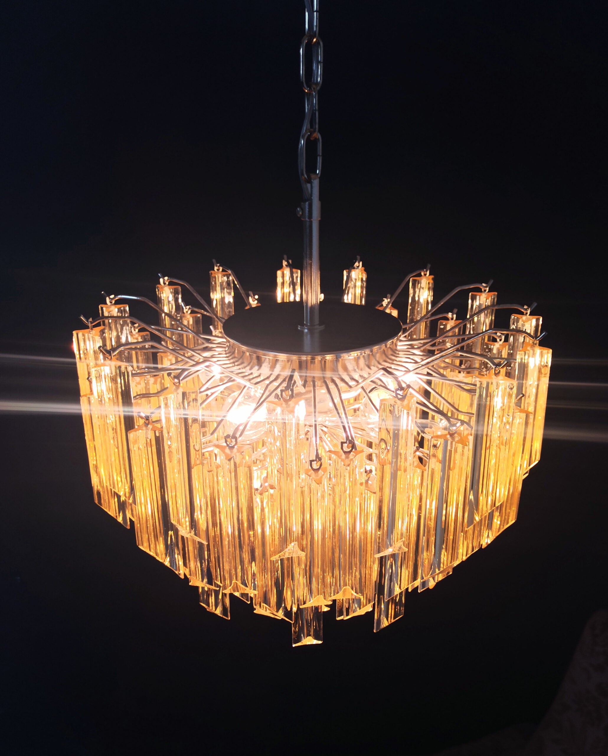 Murano Lysekrone – 107 Klare og Gule Prismeglass – detalj 2 – Murano Classics